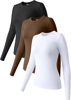 Women's 2 Piece Crop Top Ribbed Seamless Workout Exercise Yoga Basic Long Sleeve Crop Tops