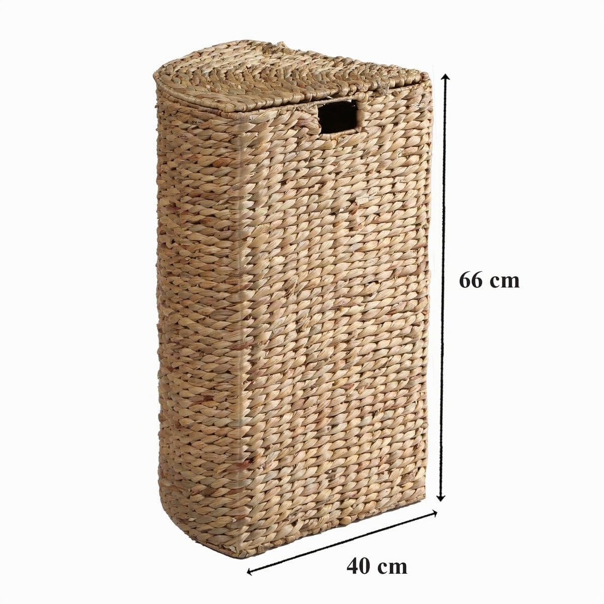 Calicosy - Panier À Linge d'angle - Jacinthe d'eau - Matière Naturelle Robuste - avec Couvercle Et Anses - Salle De Bain, Buanderie, Chambre - Larges Dimensions - L 40 x l 40 x H 65 cm