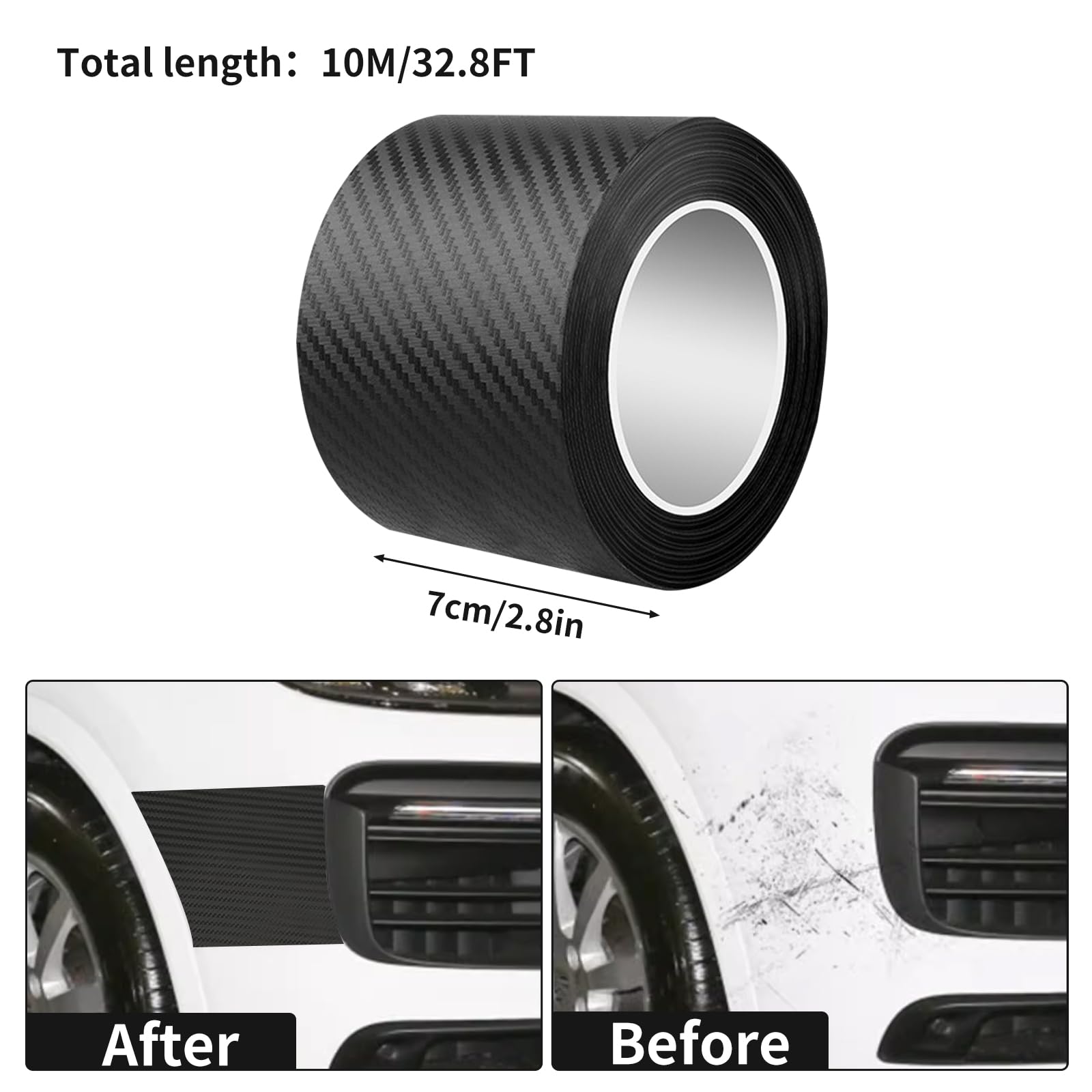 Auto Lackschutzfolie, Auto Türschwellerschutz, Autotürschwellenaufkleber, Einstiegsleisten Schutz Folie Universal Lackschutzfolien Autotür (Black, 7cm * 10M)