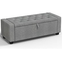 48Storage Ottoman Bench,Ottoman Foot Rest with Legs,Storage Chest, End of Bed Bench with Storage, Load up to 660 lb, for Living Room, Bedroom, Entryway Gray