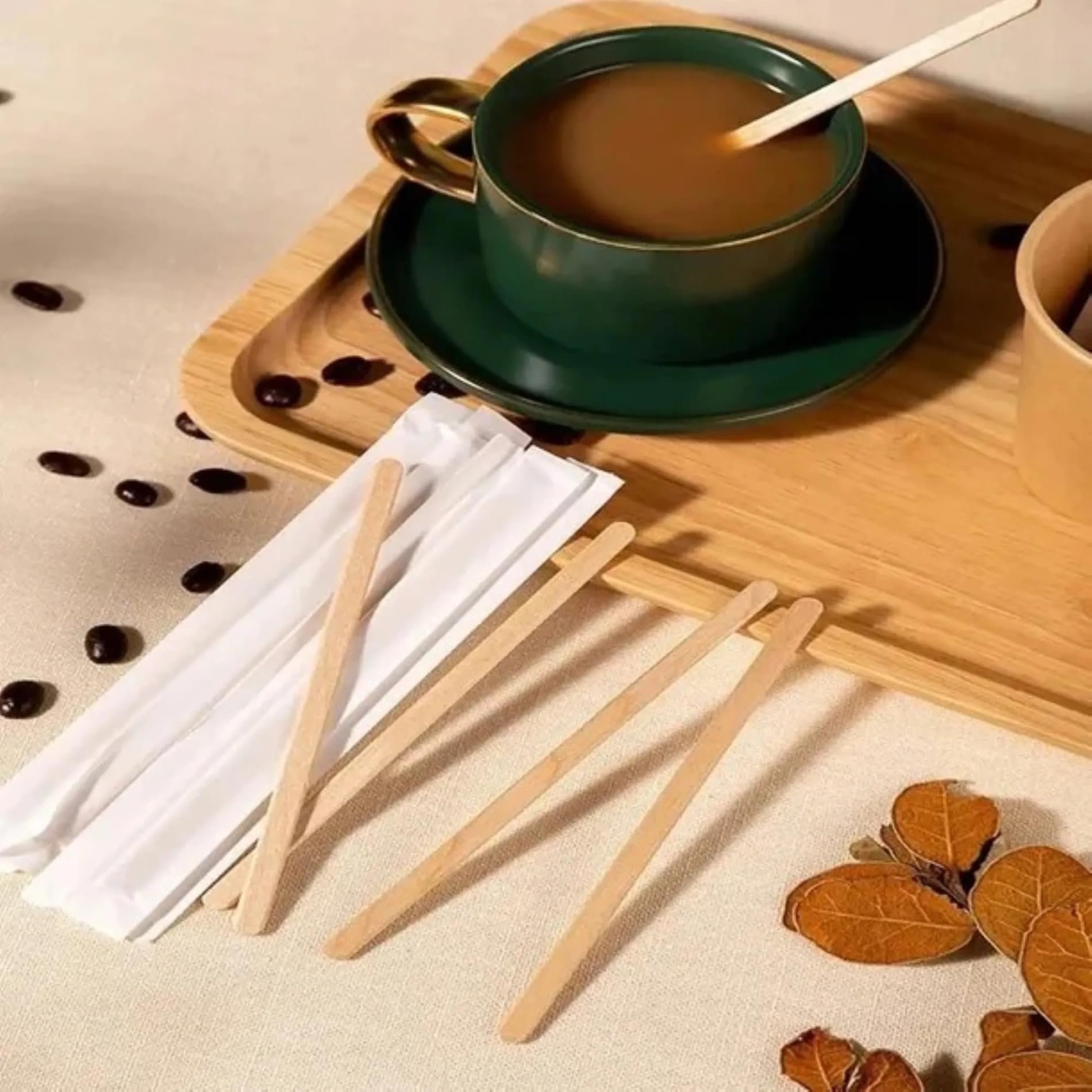 Bacchette da caffè in legno, 14 cm, 500 pezzi, biodegradabili, stabili e per alimenti, confezione ecologica e senza plastica