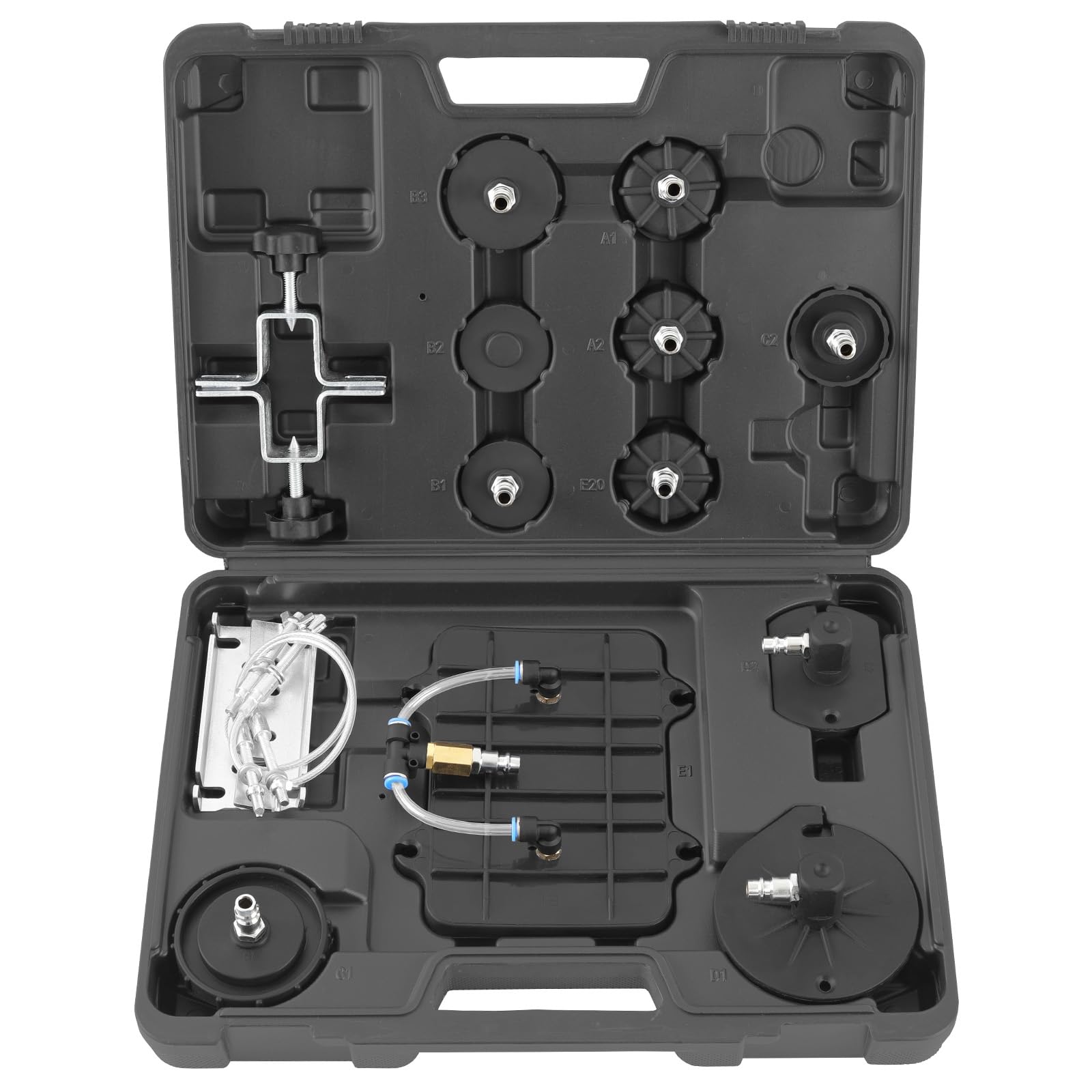 TECPO Bremsenentlüftungsgerät, 5 Liter Druckluft Bremsflüssigkeitwechselgerät Auto Universal Bremsenentlüfter mit Absaugbehälter und Adapter Set