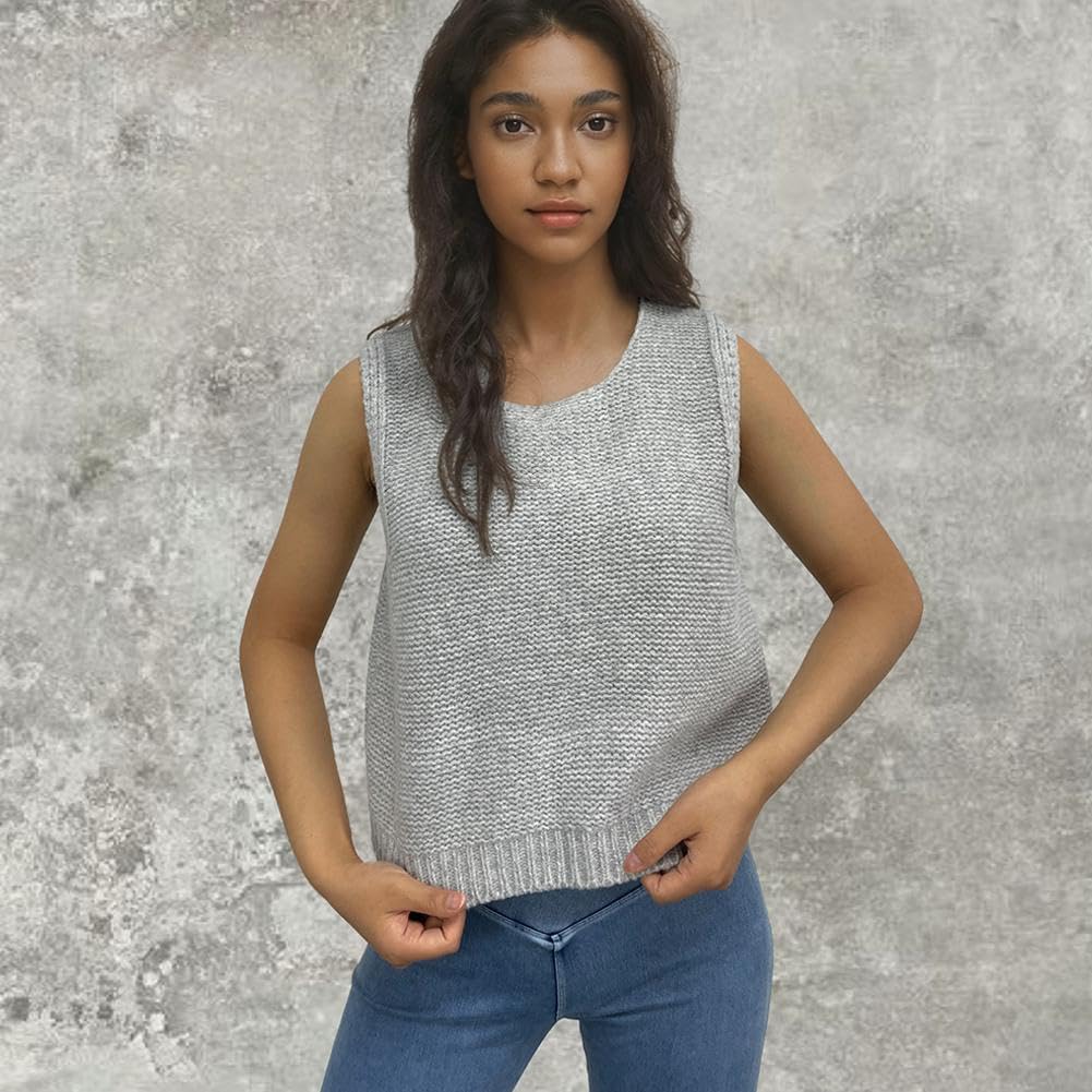Sweter kamizelka top dla kobiet na co dzień krótki dzianinowy kardigan kamizelka muszka tył sweter tank topy bez rękawów moda dzianina