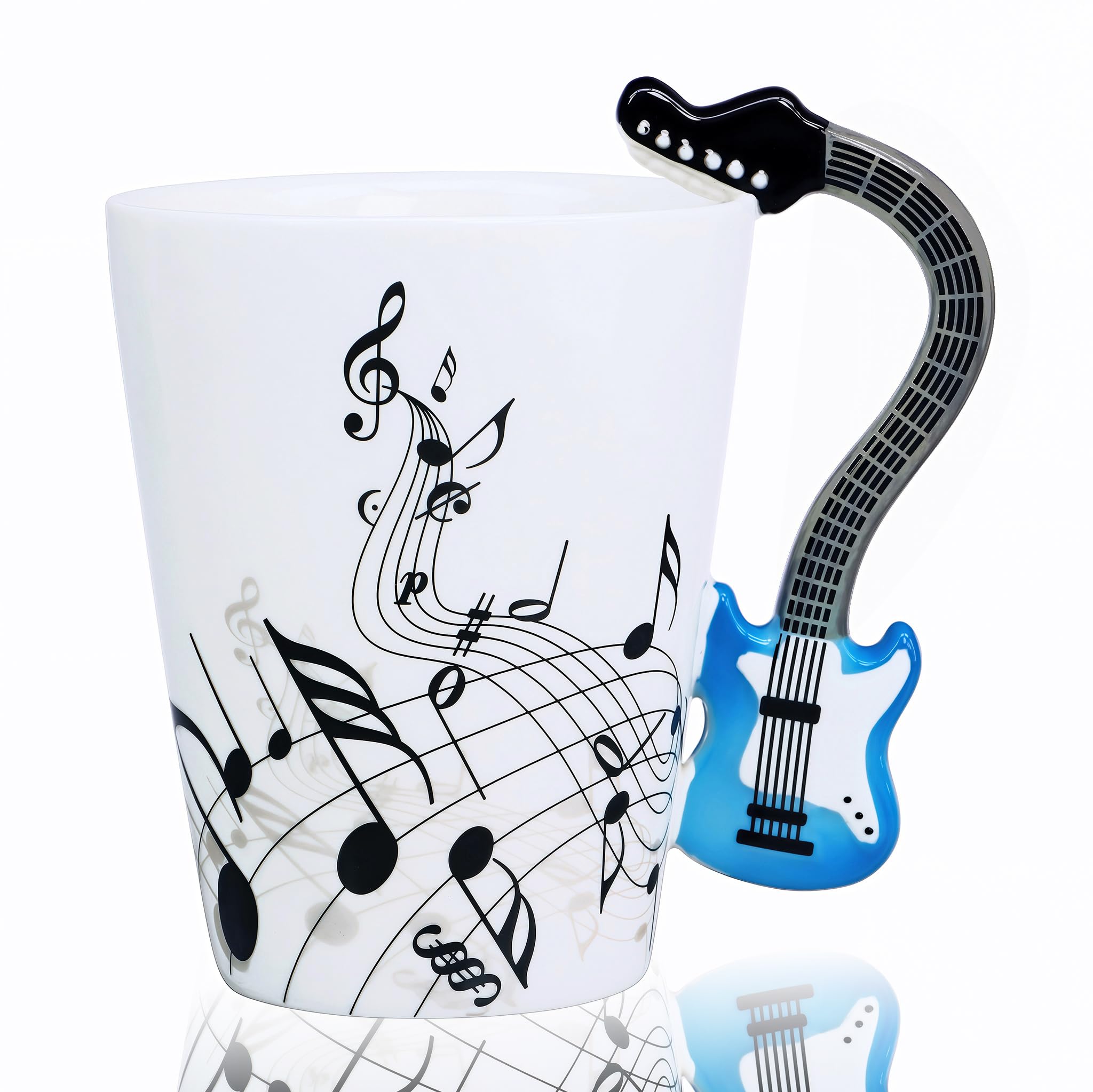 Guitar Mug Guitar Coffee Mug Gift for Guitar Players Musician - 13.5 oz Guitar Cup Gifts for Music Lovers - Music Coffee Mugs Birthday Christmas Gifts for Men Women (Blue)