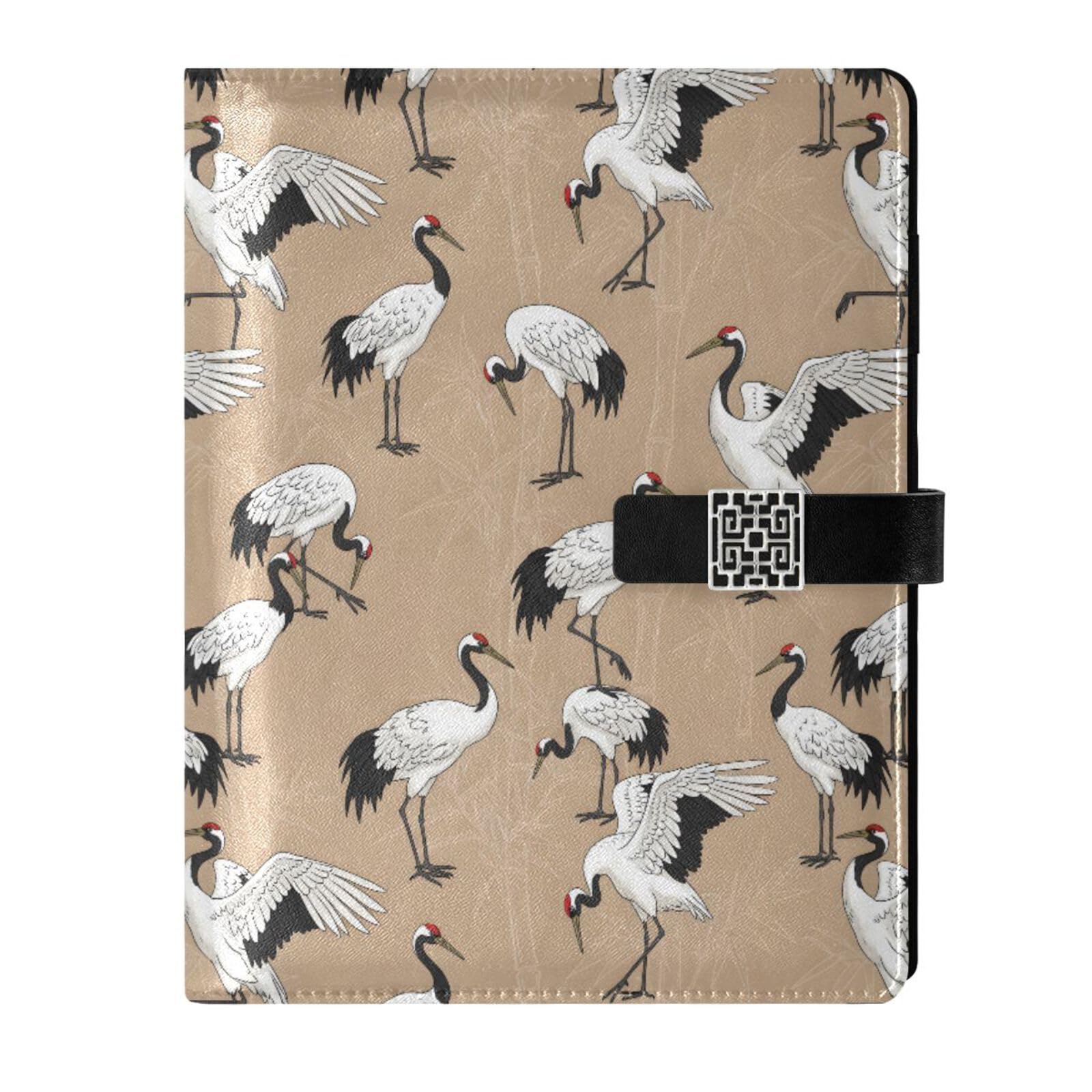 Red Crowned Crane PU Leather Notebook Binder A5 6 Ring Refillable Journal with Magnetic Buckle Closure Travel Planner Notebook Binder for Business Cards,Office,