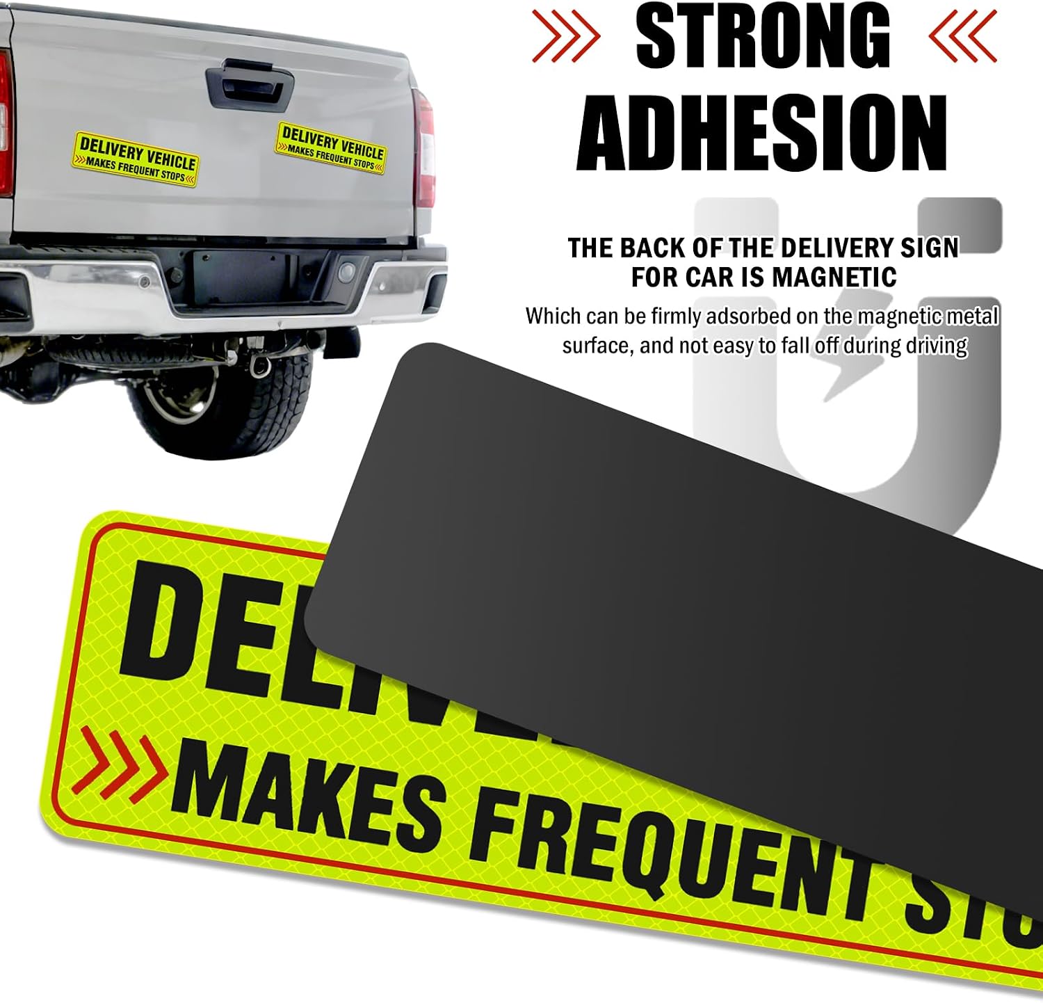 2PCS Delivery Driver Magnet for Car,Honeycomb Reflective Frequent Stops Car Magnet as Delivery Driver Essentials,Waterproof & Reusable Magnetic Deliveries Drivers Sign image 4