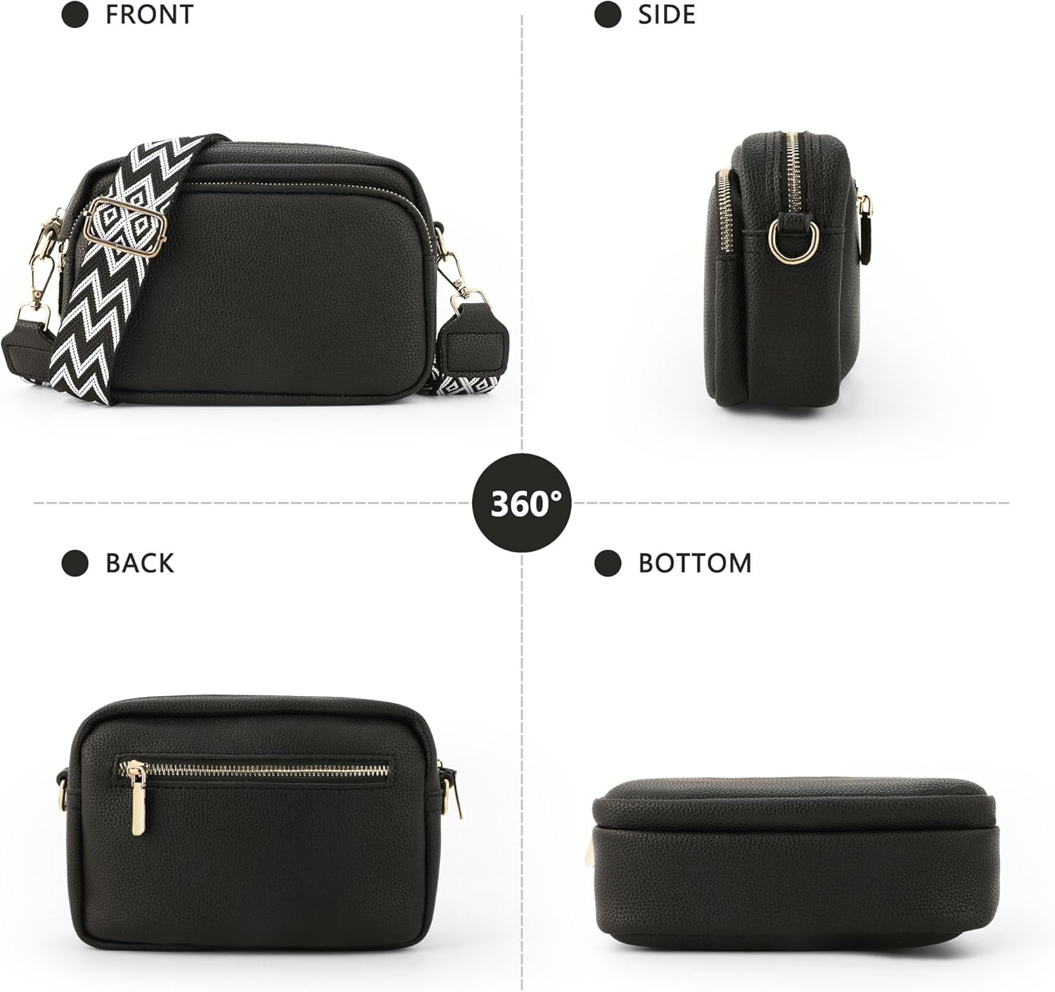 Crossbody Purse for Women with Adjustable Wide Guitar Strap, Small Vegan Leather Cross Body Camera Shoulder Bags - Image 6