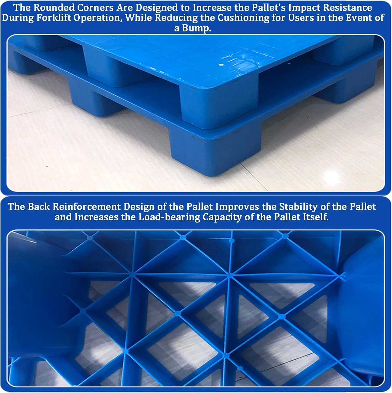 WIGING Plastic Nestable Shipping Pallet, Grid Ventilation Moisture Proof Pad, HDPE Non Slip Safety Storage Grid Pads for Warehouses, Storage Rooms (Color : Grey, Size : 80x80x14cm)