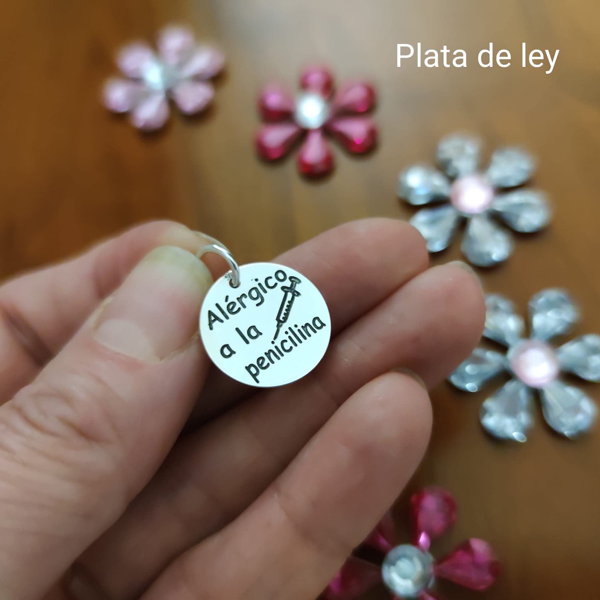 Disco de Plata grabado Alérgico a la penicilina una alerta médica colgante que podrás llevar contigo