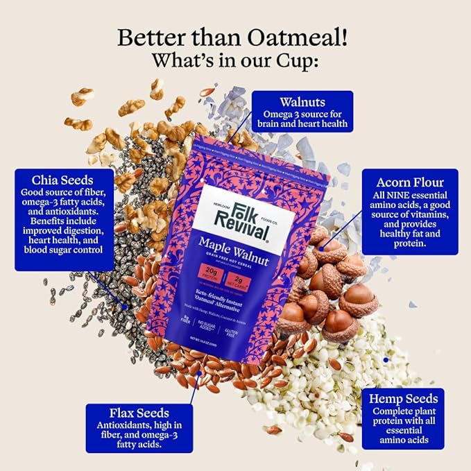 Folk Revival Avena Instantánea Keto Maple Walnut - 550g miniatura 6