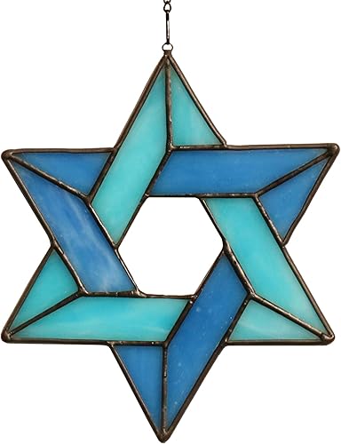HAOSUM Estrella judía colgante de vitral atrapasueños de estrella de David para oficina en casa regalos de cumpleaños de guardián familiar para