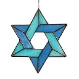 Jewish Star Stained Glass Window Hanging,Star of David Suncatcher for Home Office,Family Guardian Birthday Gifts for Women, Housewarming Gifts