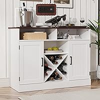 Vista 1 de MHOM Armario de café de granja con salidas Prower, armario rústico de licor con estante para vino, gabinete de vino de madera para comedor y sala