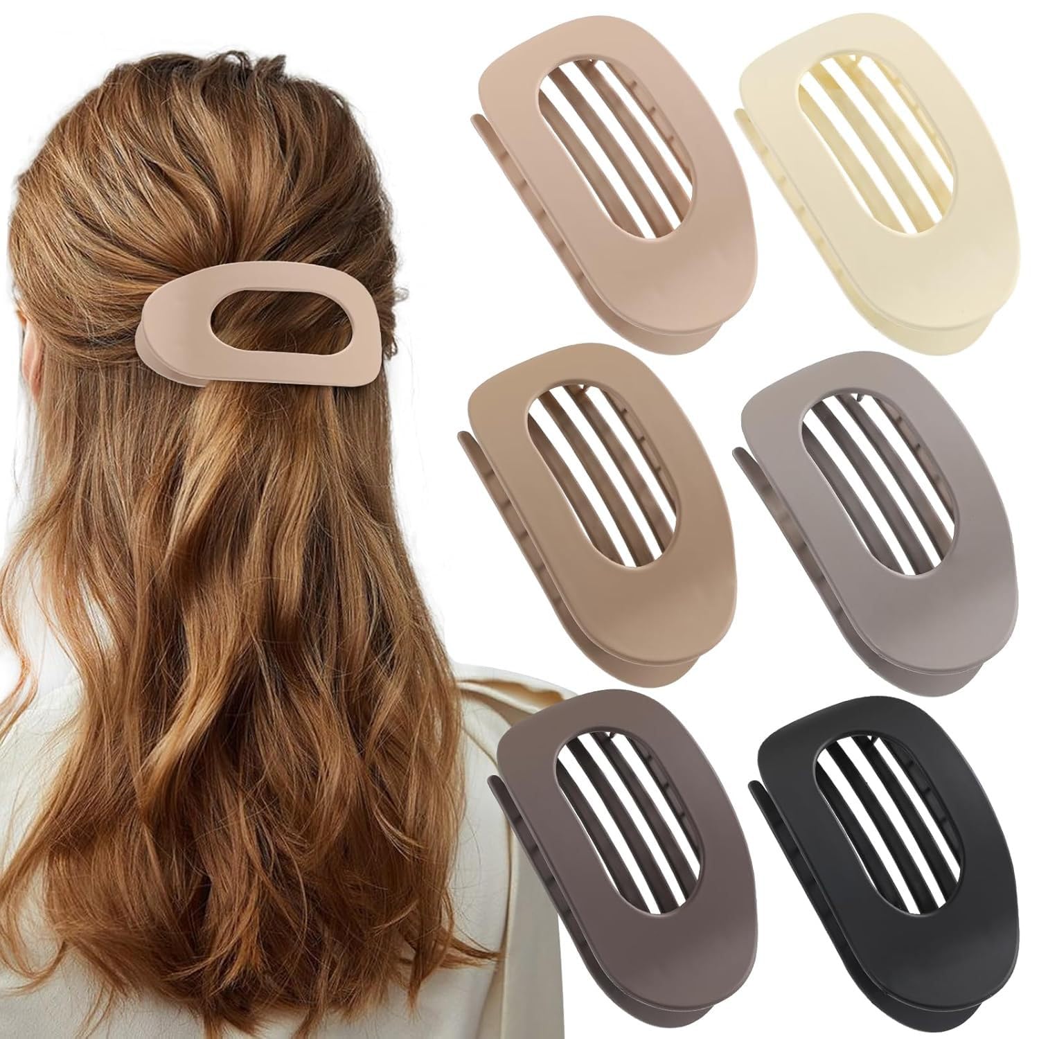 Flat Hair Clips for Women - 4/6Pcs Hair Clip, Versatile Solid Colour Lay Flat Hair Clip, Large Volume Flat Top Round Clip for Thick or Thin Hair (B2)