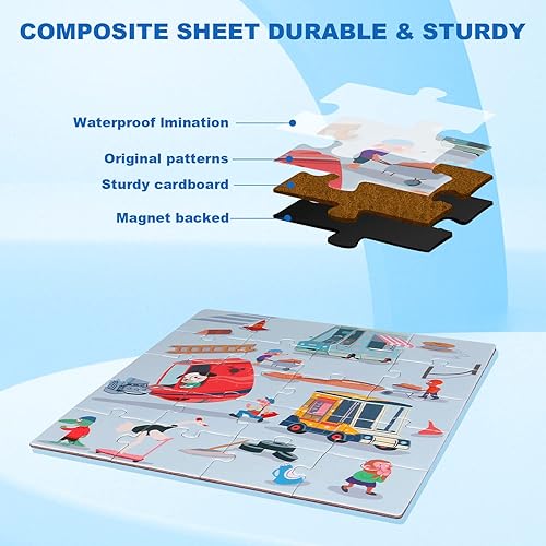 Miniatura 2 de Rompecabezas magnéticos para niños de 3 a 8 años, 60 piezas de rompecabezas y libro de combinación magnético de tres pliegues, juguetes educativos