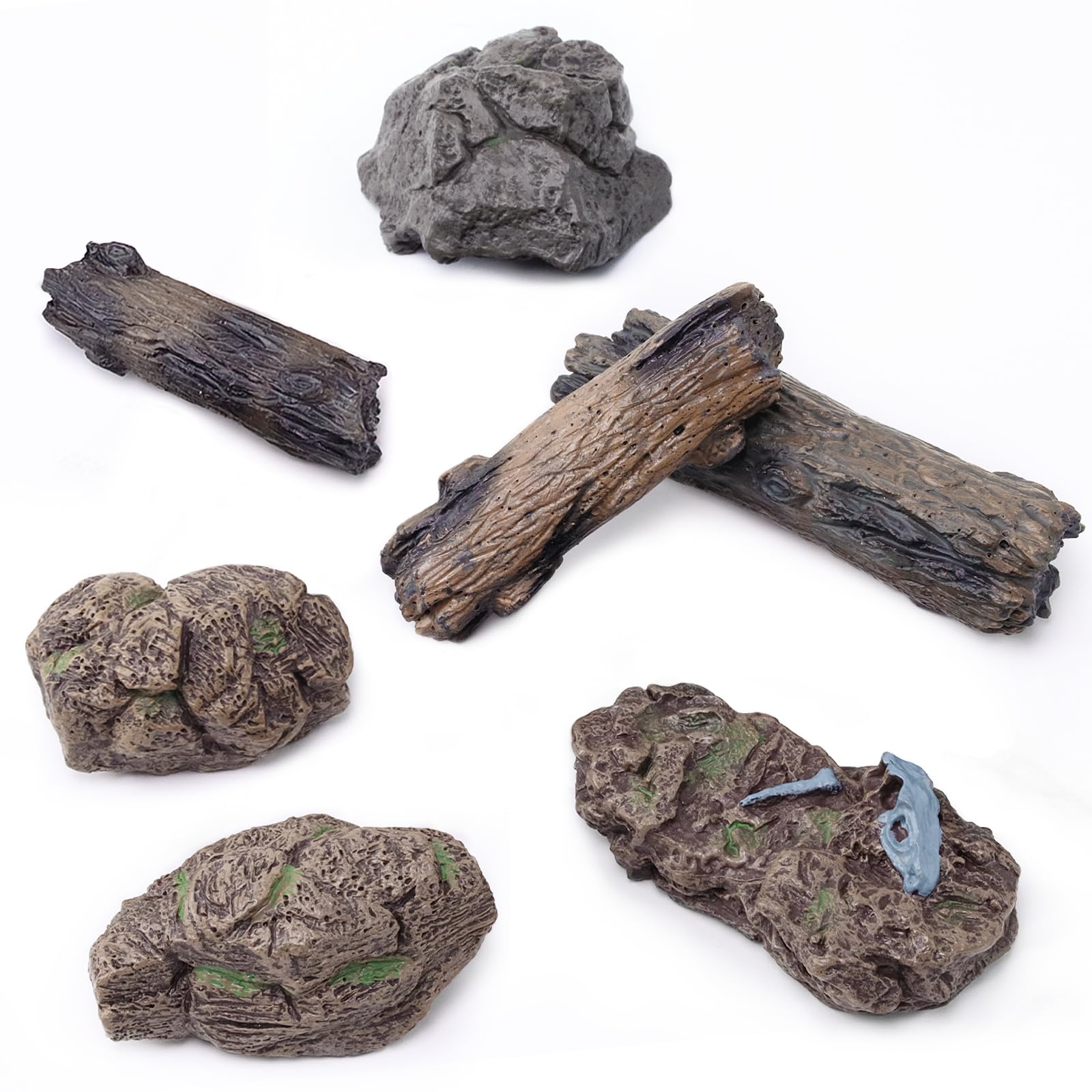 Morofme 7pcs Artificial Tree Stump Fake Rocks Plastic Tree Trunk Micro-Landscape Stone Figurines Plastic Wood Diorama Stumps Ornaments Miniature Stone for Projects Sand Table Landscape Train Garden-image-26