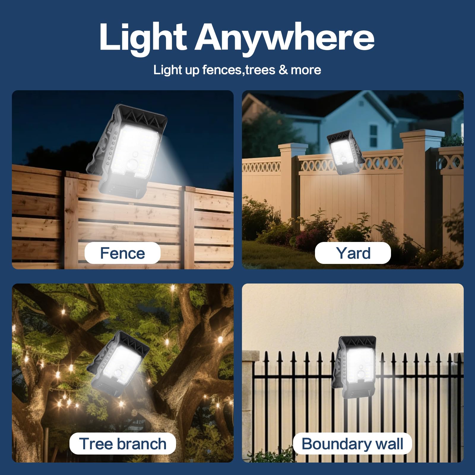 Luce solare a clip con sensore di movimento, 2026, luce LED portatile per esterni, per campeggio, 3 modalità, luci solari di movimento per esterni, impermeabile per recinzione, ponte, garage