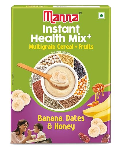 Manna Health Mix Instant 200g, Banana, Dates, Honey with Milk. Travel Friendly (Mix with Water/Milk and Serve)