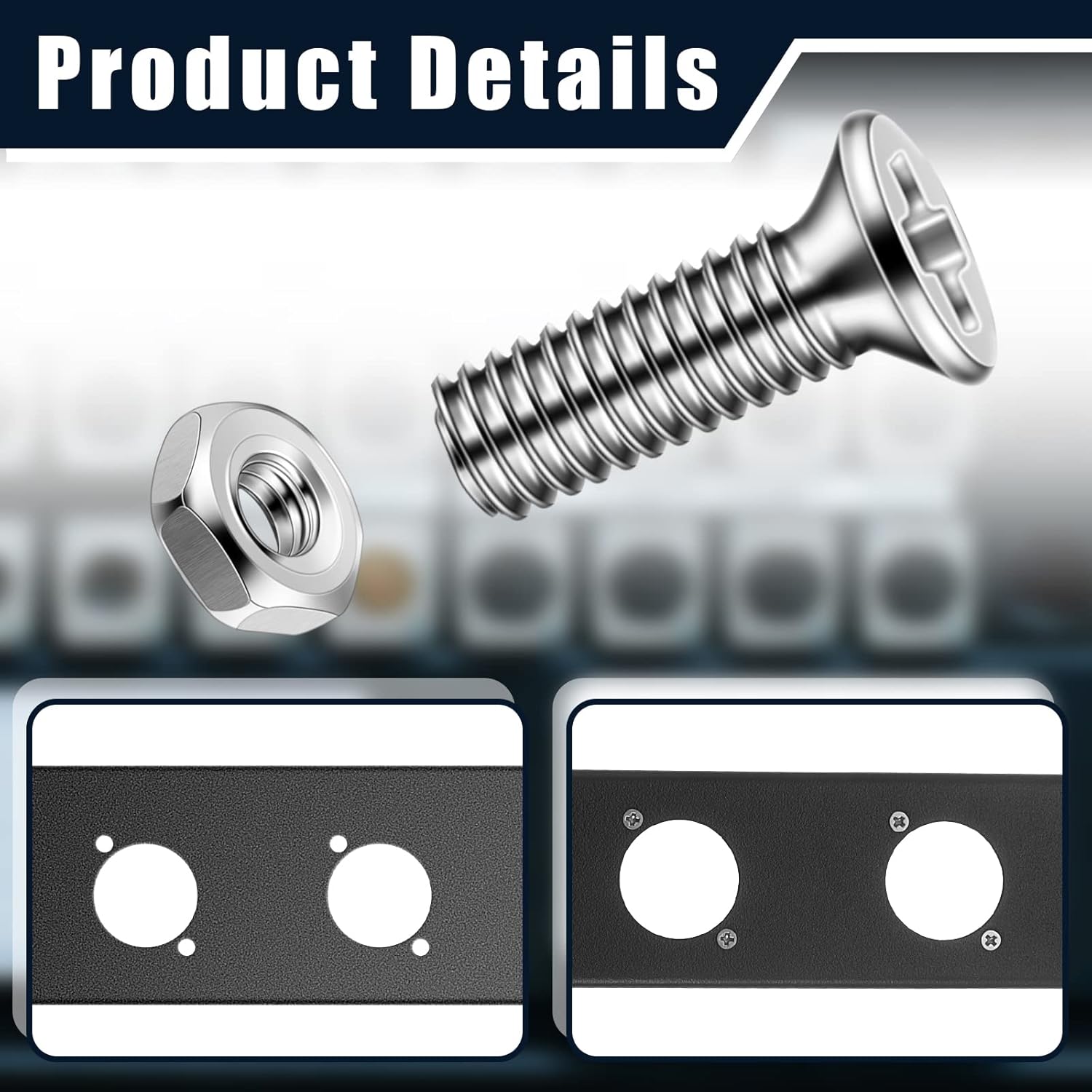 50 Pieces D Series Panel Screws and Nut Kit Panel Mount Connector M2.5 x 8 mm Screw Stainless Steel Metal Audio Server Rack Mounts for Attaching D Series Connectors