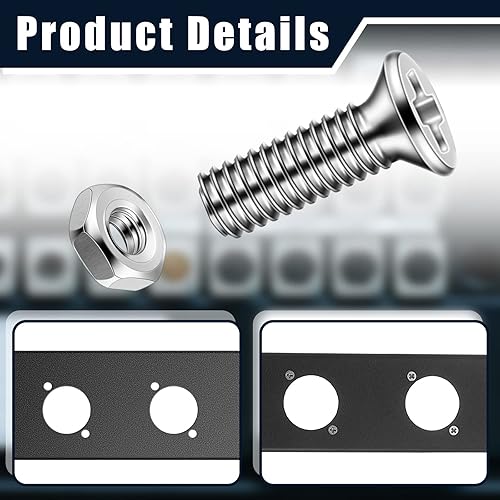 Miniatura 5 de Kit de tornillos y tuercas para panel Serie D, 50 piezas, conector de montaje en panel, tornillos M2.0.197 x 0.315 in, acero inoxidable, soportes