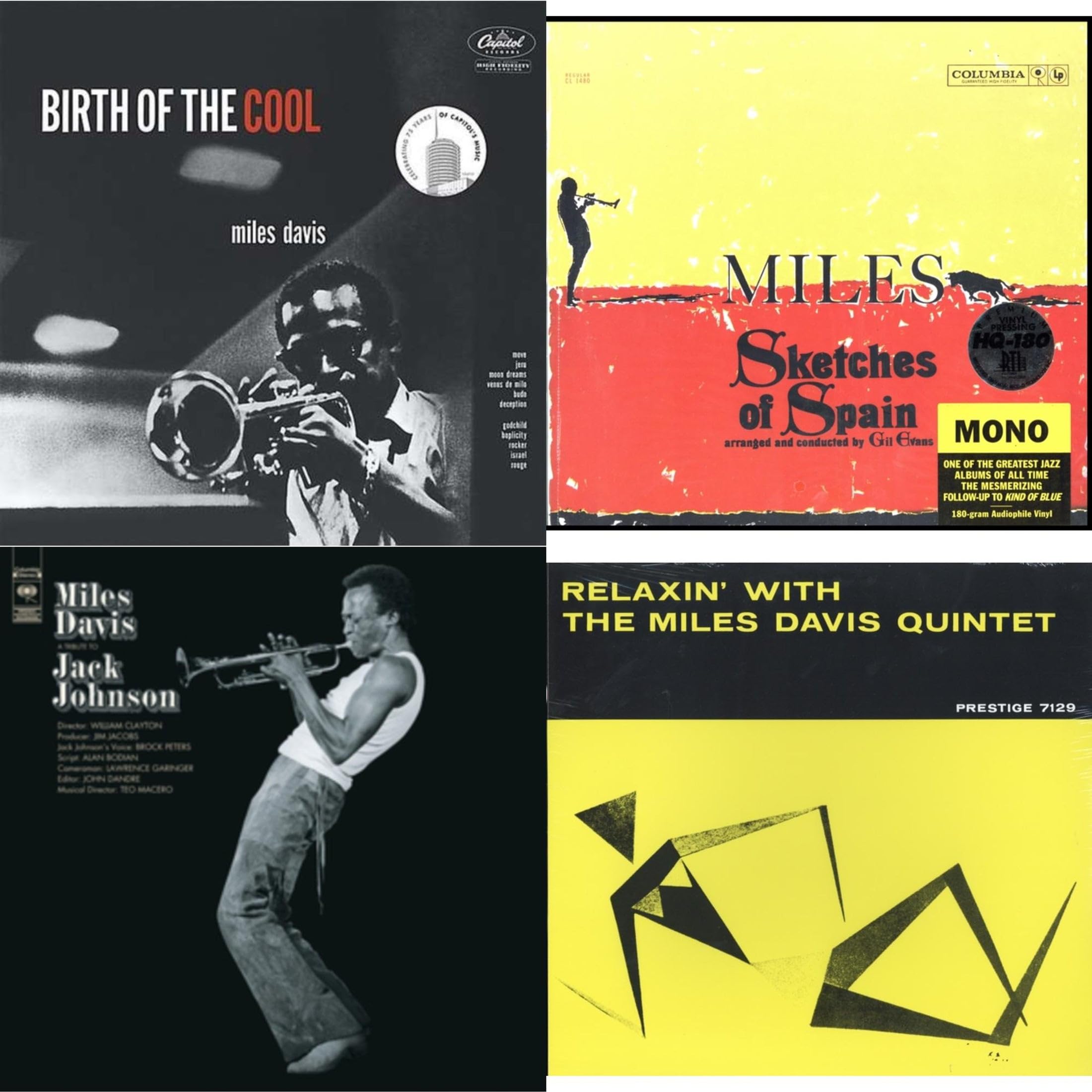 Birth Of The Cool & Sketches Of Spain Tribute To Jack Johnson Dl Insert Relaxin With The Miles Davis Quintet Record Set