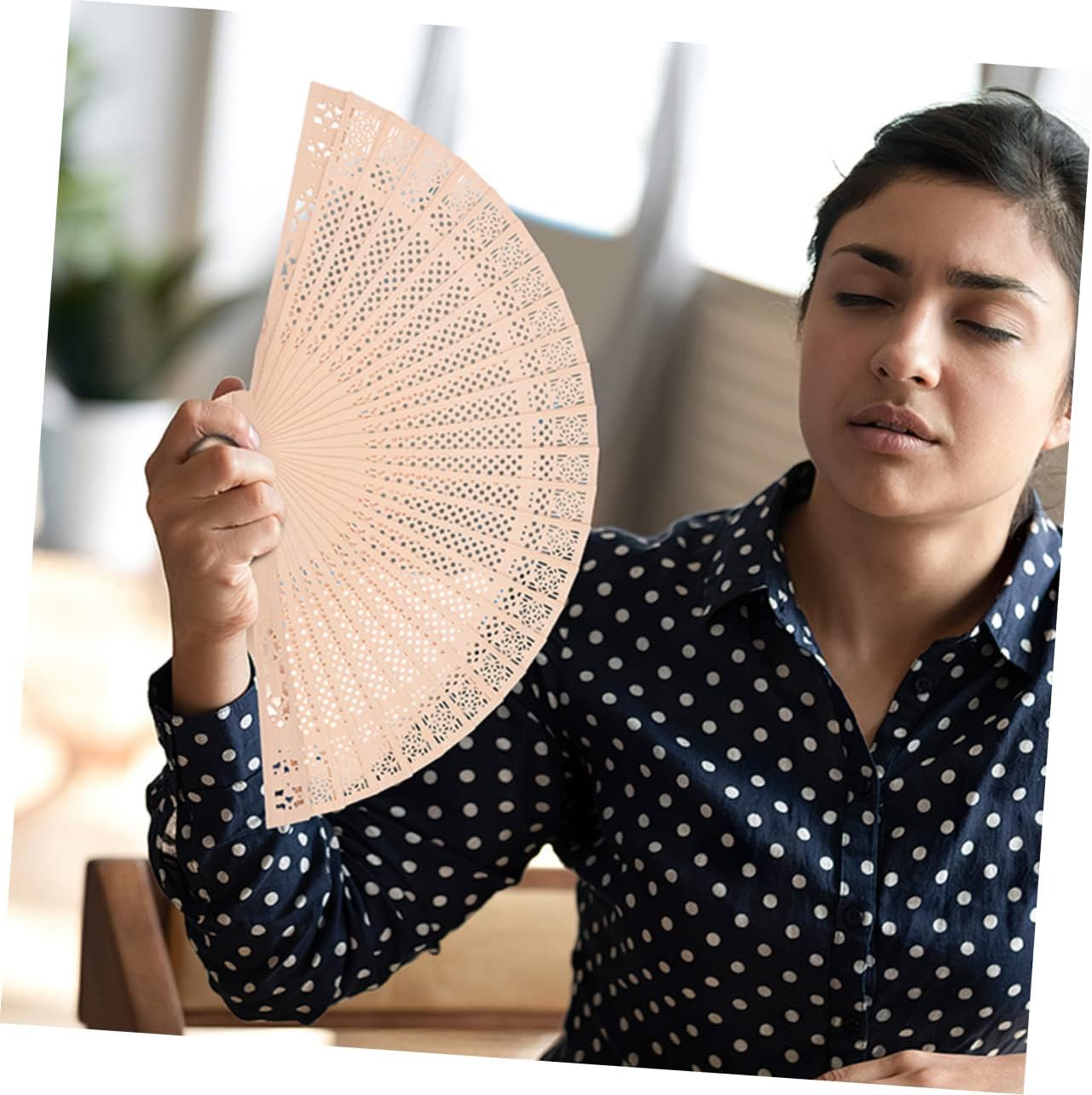Unomor 20pcs Wooden Folding Fans Vintage Hollow Design for Weddings Parties and Retro Handheld Fans Made of Premium