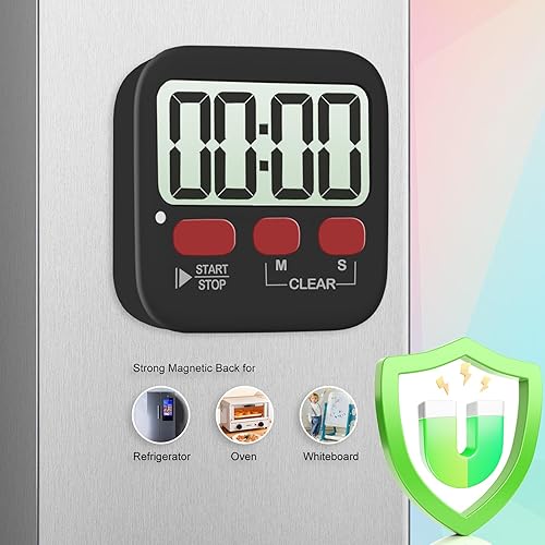 Miniatura 4 de Antonki Paquete de 2 temporizadores digitales para niños, temporizadores de cocina magnéticos de cuenta regresiva para cocinar, huevos, aula,