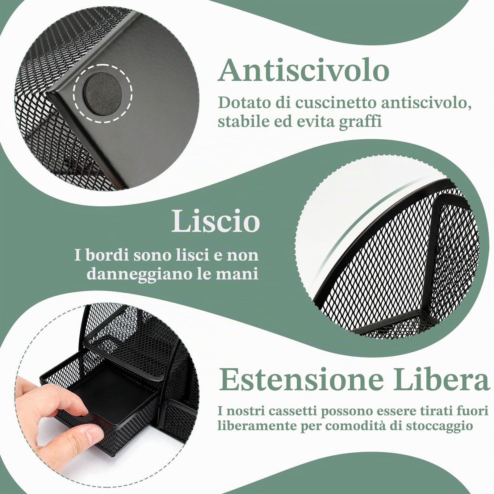 UMILKI Organizzatore da Scrivania, 1 Portaoggetti da Scrivania in Metallocon cassetto+1 Porta Penne per Scrivania, Multifunzione Archiviazione in Rete per la Scuola, Casa, Ufficio