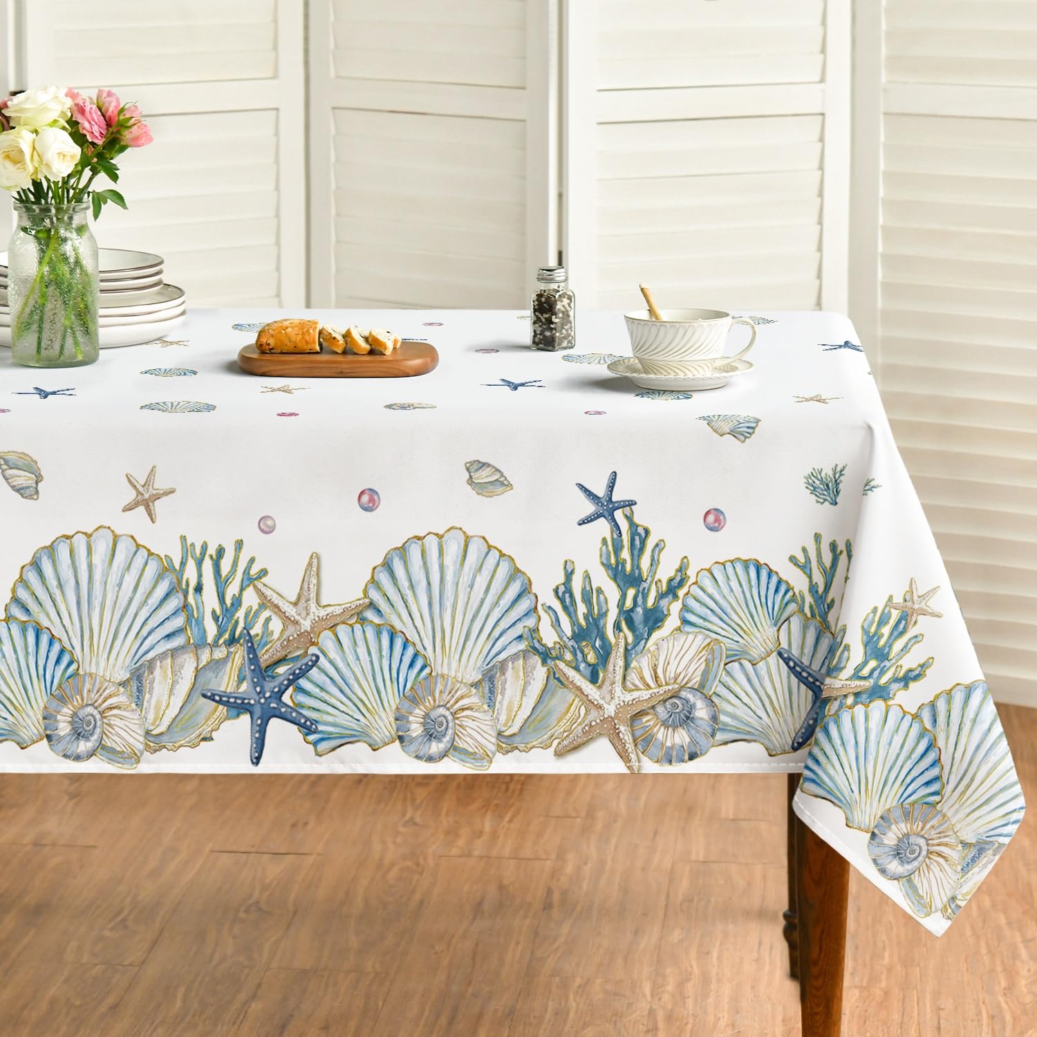 Photo 1 of Horaldaily Summer Tablecloth 60 x 84 Inch Rectangular Watercolor Sealife