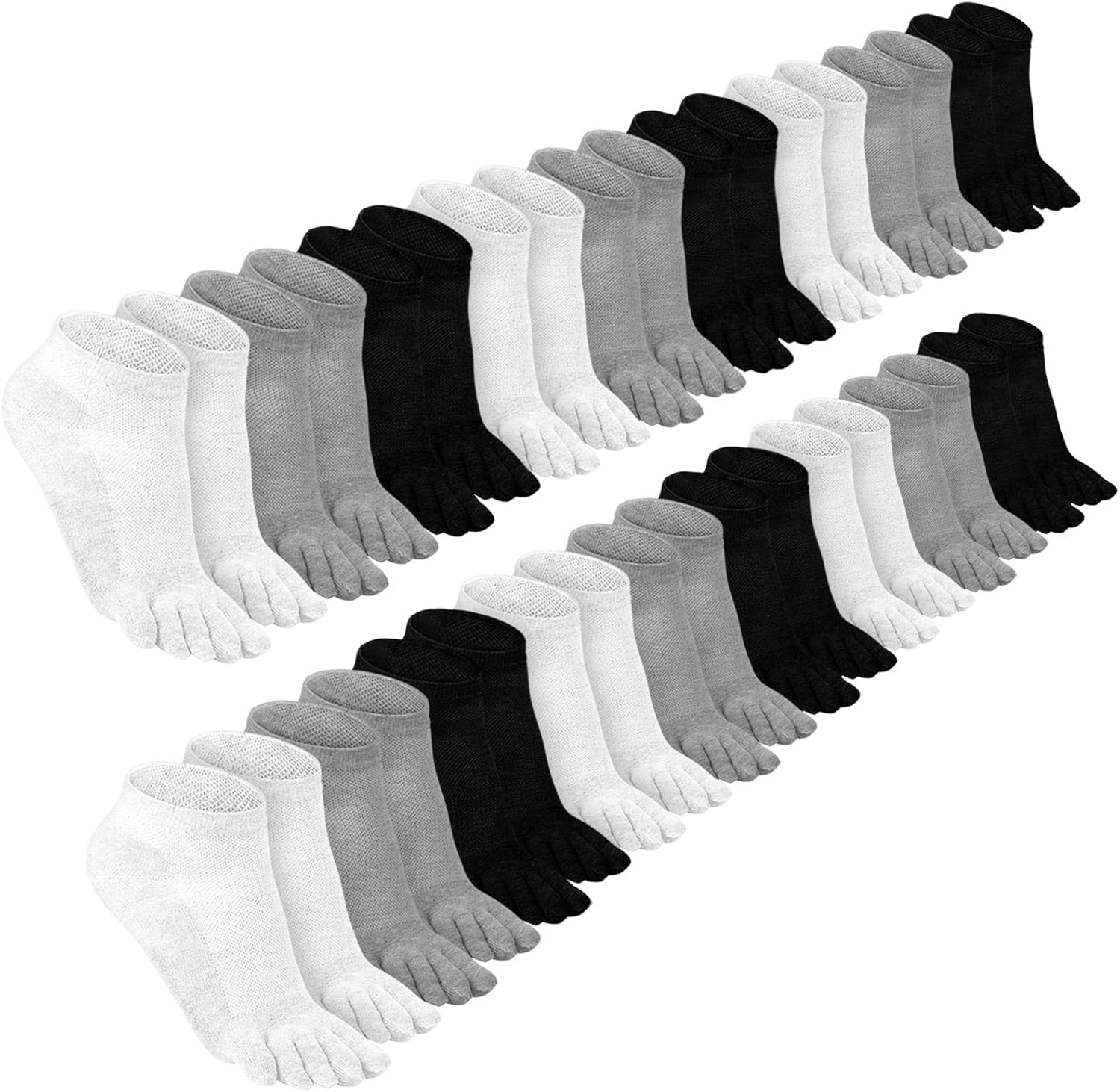 36 Pairs Women Toe Socks Bulk Cotton Ankle Five Toe Sock Low Cut for Women Men Athletic Running
