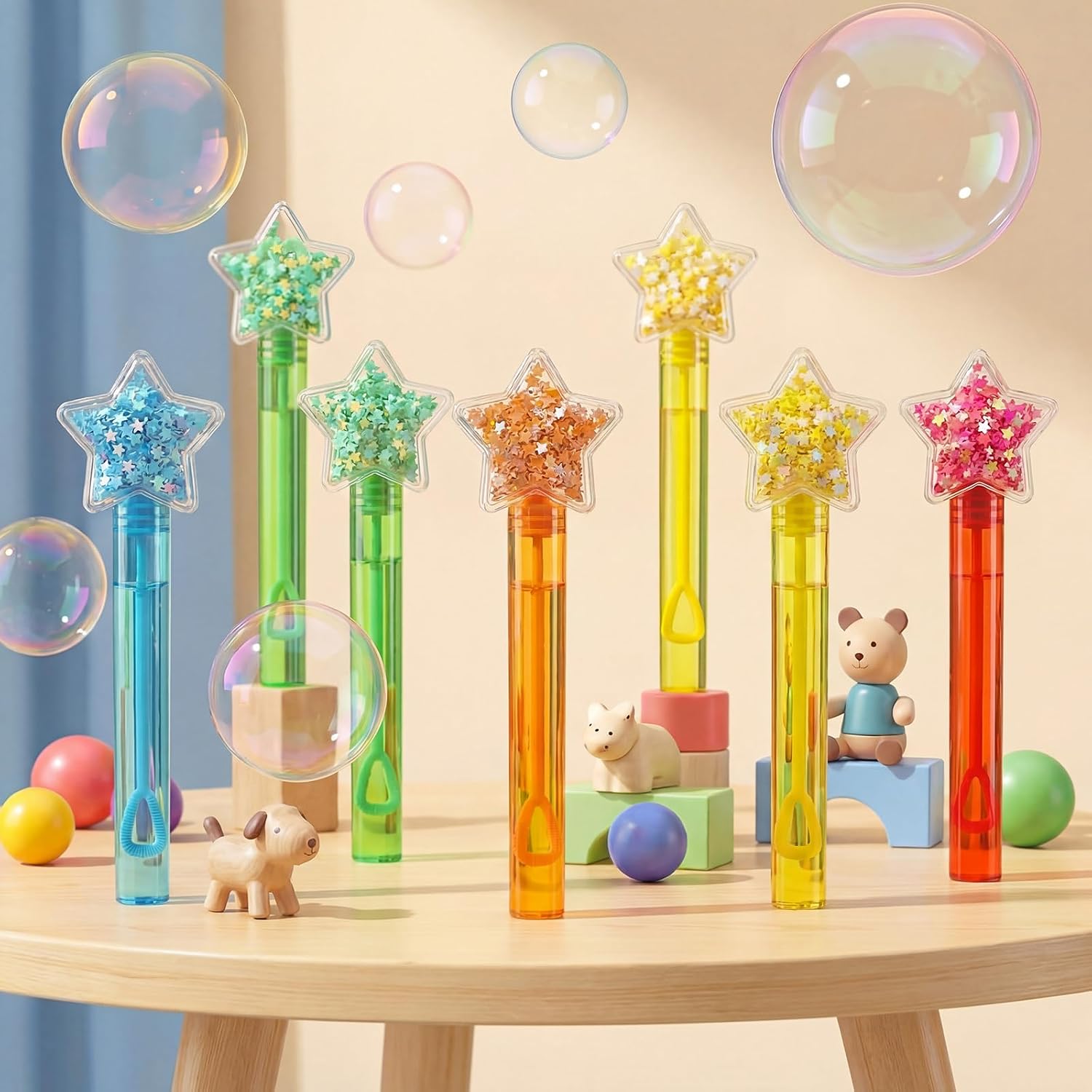 Jenaai 30 Pcs Glitter Star Bubble Wands Mini Bubble Toys Bulk for Kids Wedding Bubbles for Guests Birthday Goodie Bag Stuffers Classroom Exchange Prizes Easter Party Supplies