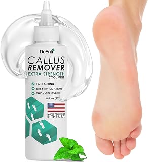 DeEnti Extra Strength Callus Remover Gel for Feet - 8oz Salon Grade Cool Mint, Home Pedicure for Cracked Heels & Dry Skin