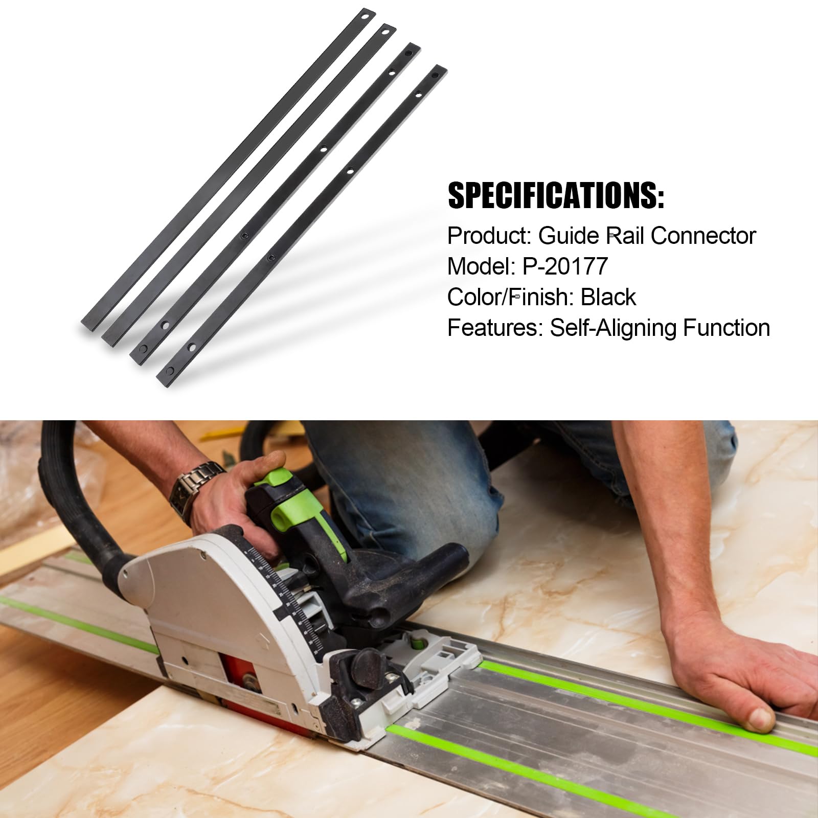 Guide Rail Connector Kit, P-20177 for Makita Track Saw Long Cuts Compatible with Festool Curtain Track Accessories - Image 2