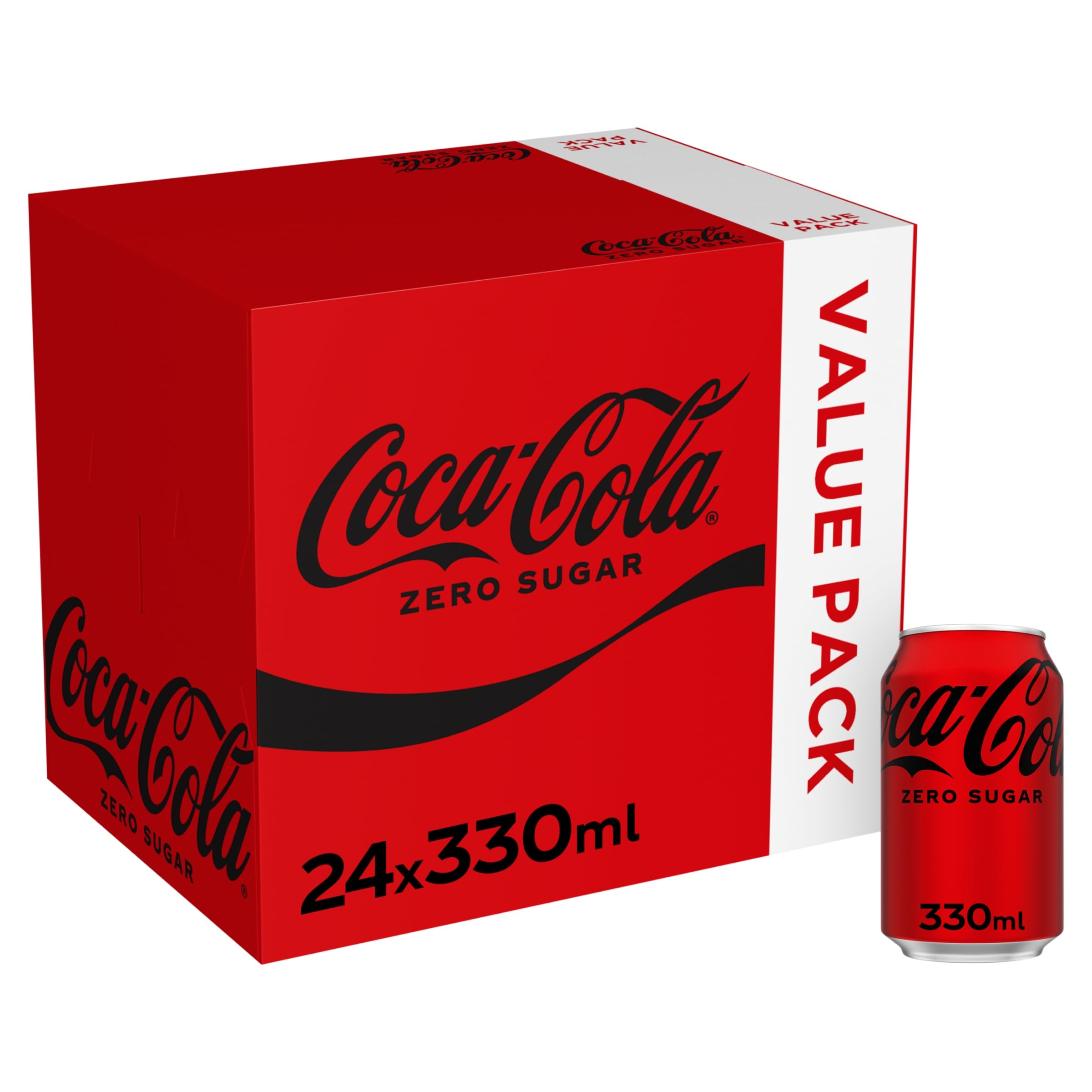 Coca-Cola Zero Sugar Soft Drink Cans, 24 x 330mL