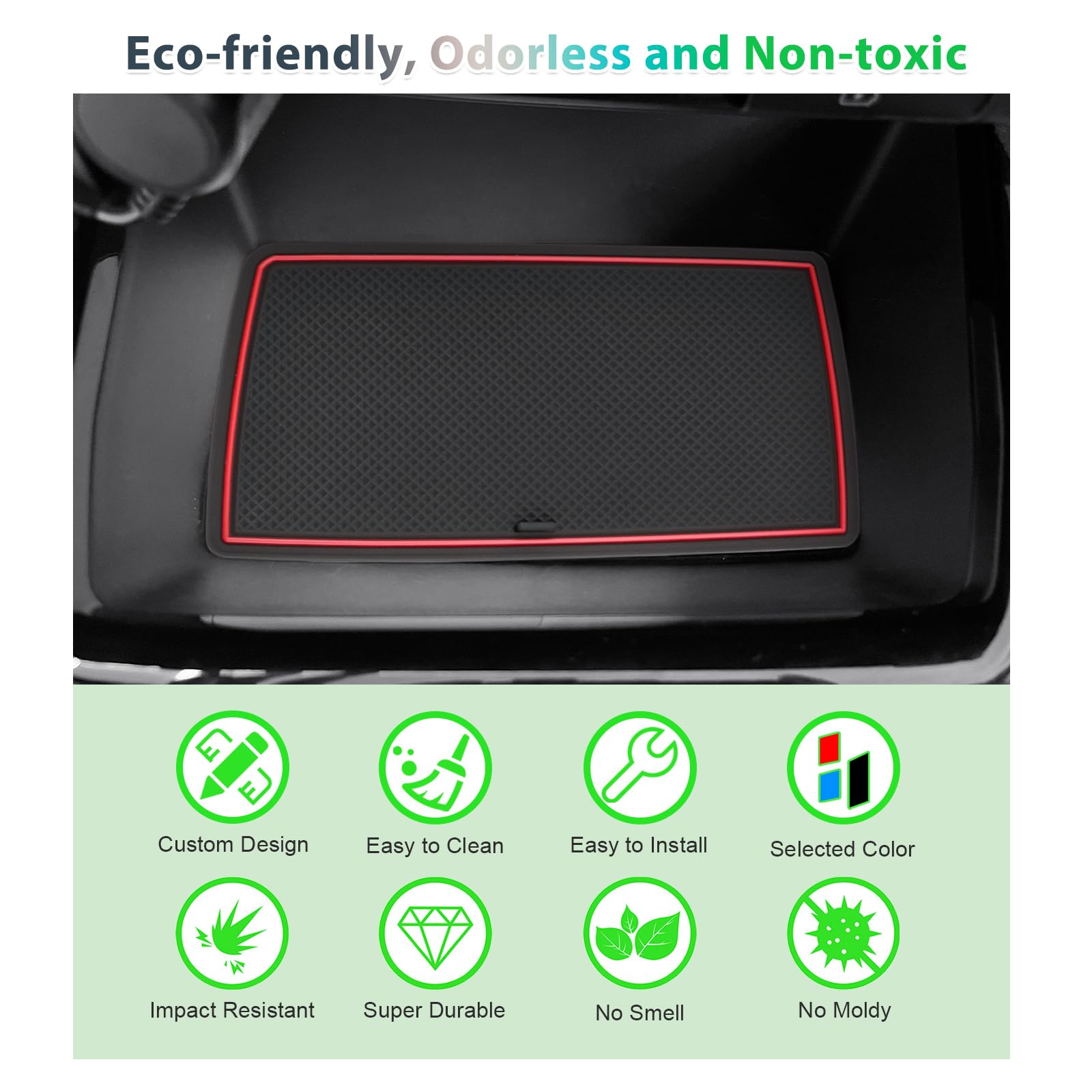 CDEFG Rubberen matten voor Kia NIRO SG2 2023 2024 2025, rubberen matten middenconsole, antislipmatten, antislip bekerhouder, antislip rubberen automat voor Niro SG2 e-Niro EV hybride accessoires (rood
