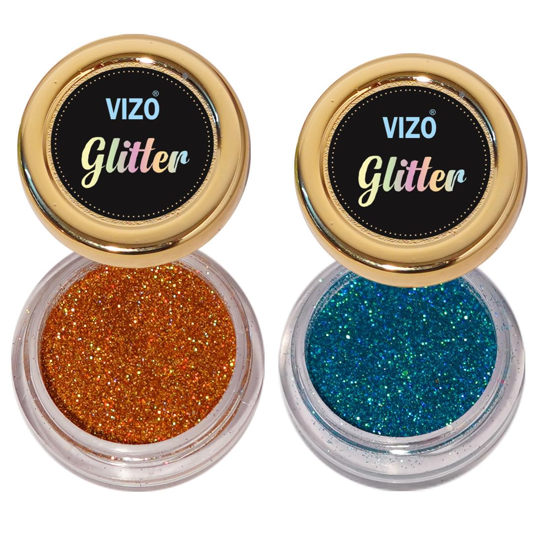 Vizo Golden + Sky Blue Holographic Eye Shadow Makeup Glitter