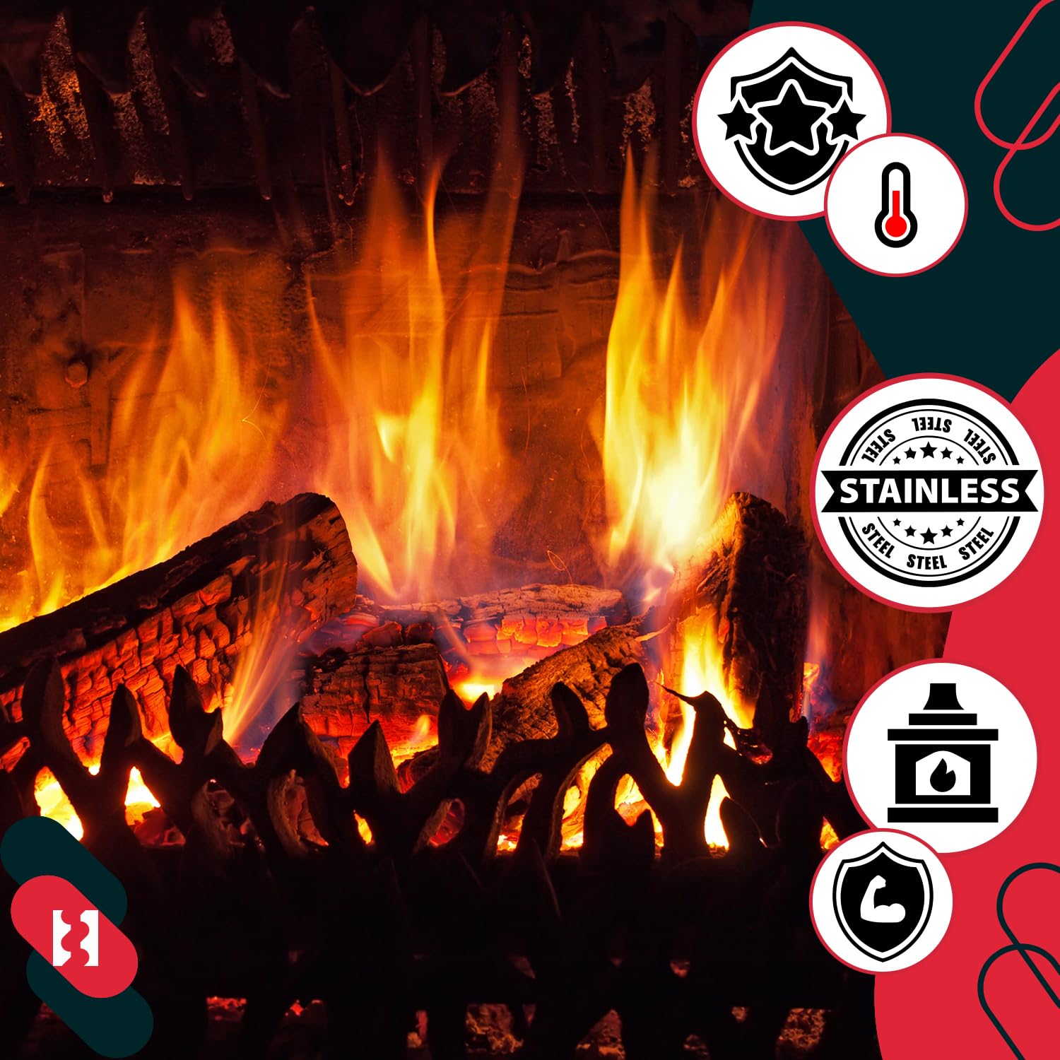 KOTARBAU® Rascador + Atizador para Estufas, chimeneas, barbacoas, Acero Lacado, Atizador para Remover Las brasas, leña o carbón, Accesorio de Chimenea, Rasqueta, Atizador de Fuego, Resistente