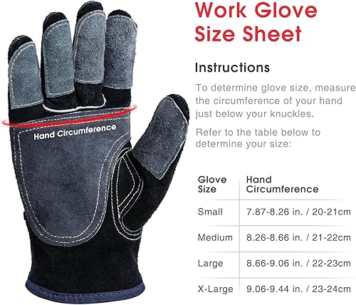 Miniatura 33 de YESWELDER Guantes de soldadura MIG de cuero Forge de 16 pulgadas, 932 ℉, con costuras de Kevlar resistentes al calor/fuego, refuerzos de palma