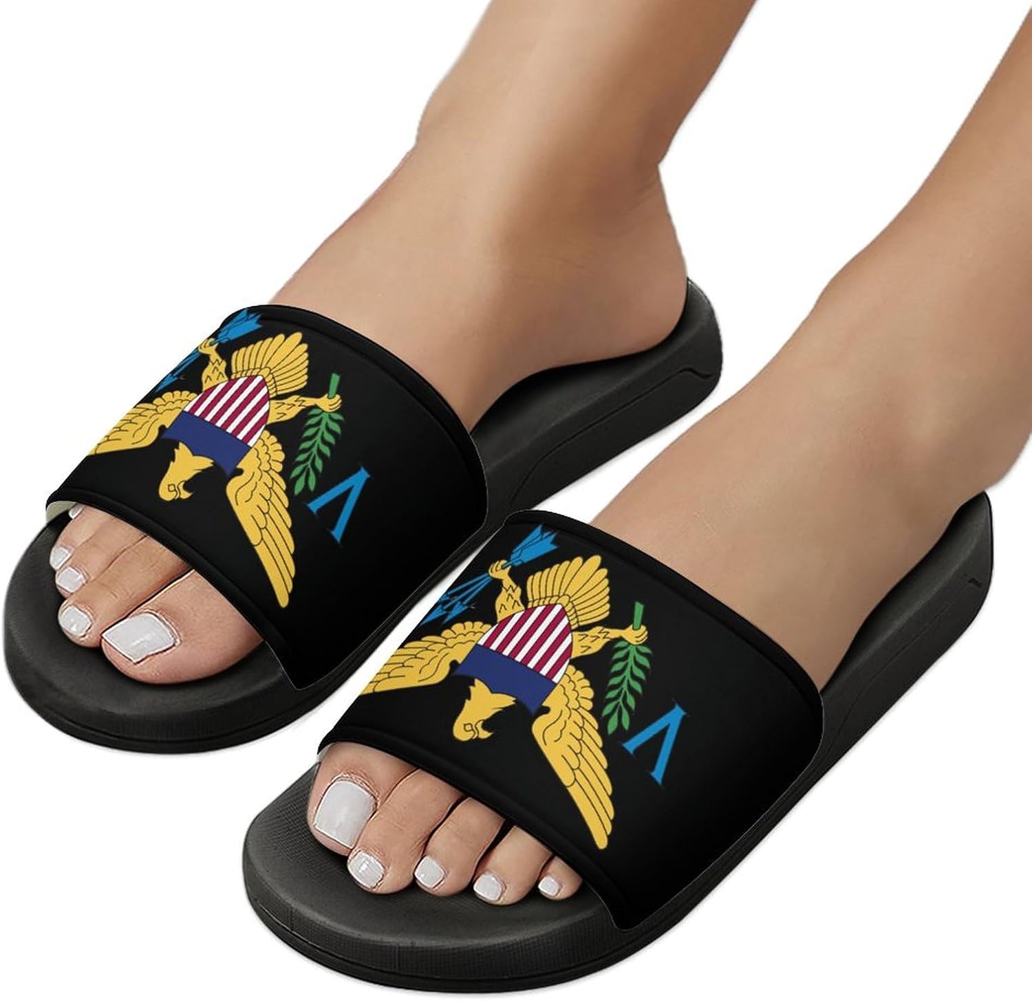 Virgin Islands Flag Funny Slide Sandals Non-Slip PVC Shower Slipper House Shoes Open Toe Slippers for Adult 40 (250mm) image 5