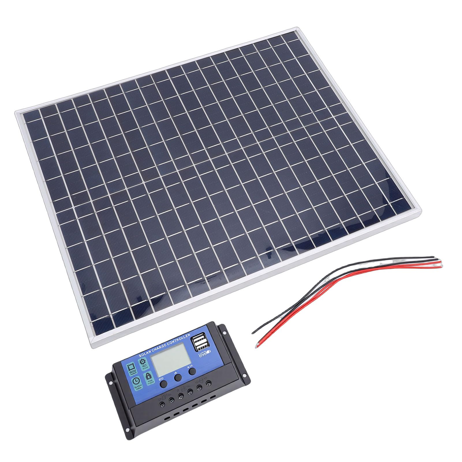 22-W-Solarpanel-Kit, Polykristallin mit 100-A-Controller, Dual-USB-Ausgang für Wohnmobil, Boot, Camping, Smartphone-Akkuladung