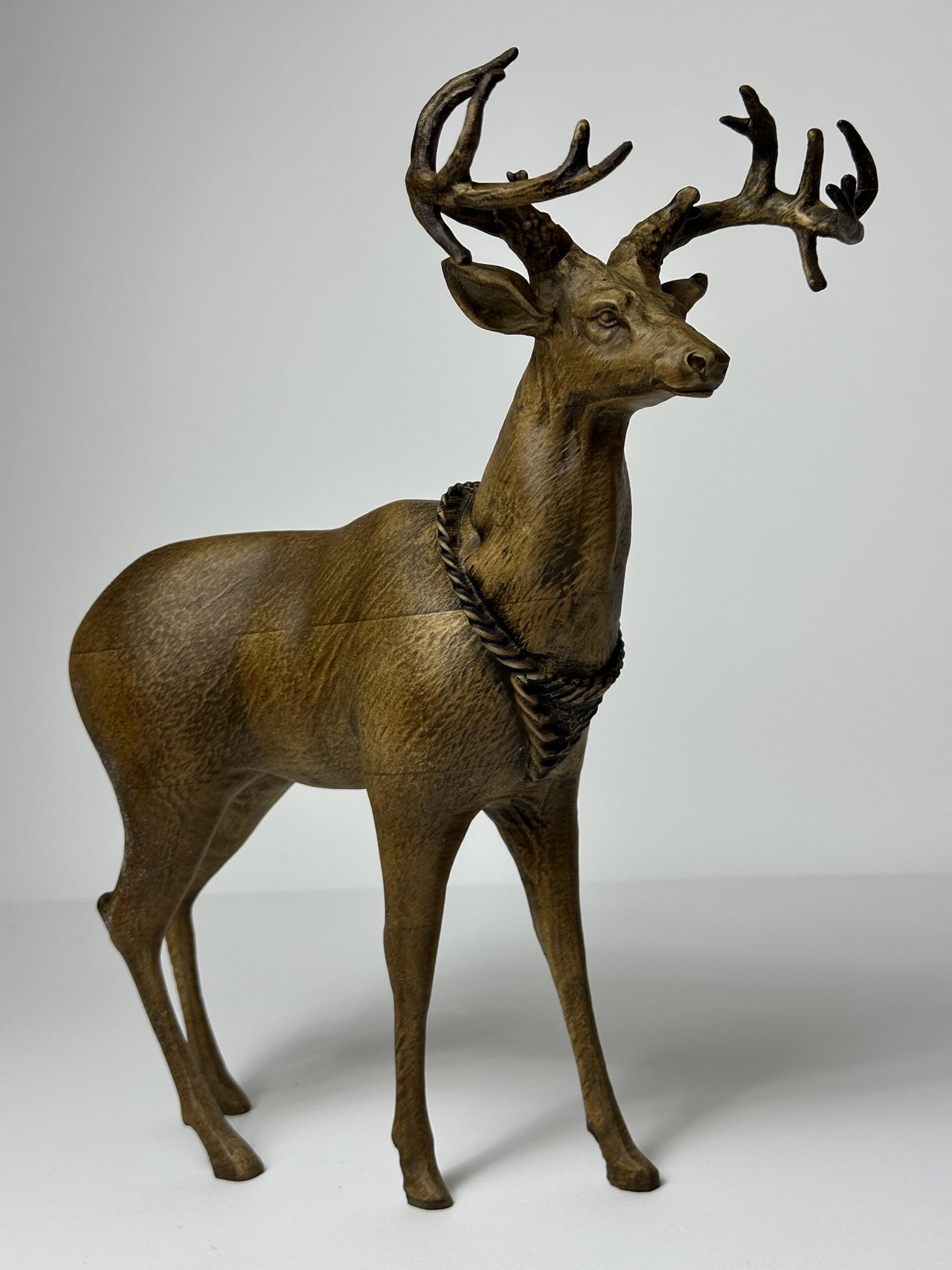 11.42" Handcrafted Beechwood Deer Sculpture, Decorative Wooden Statuette, Modern Rustic Deer Figurine for Home Decor, Bedroom, Living Room & Office, Premium Animal Lover Gift