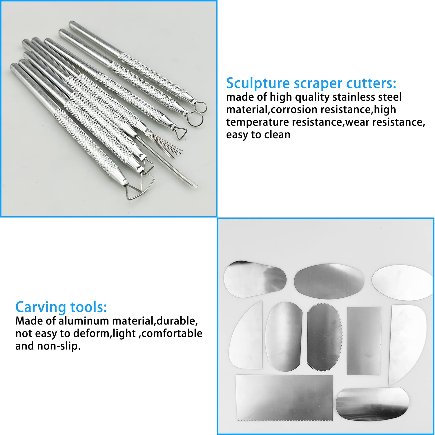 Set Di 5 Strumenti Per Modellare Argilla - Per Scultura, Ceramica E Intaglio, Con Manico In Legno - Foto 6