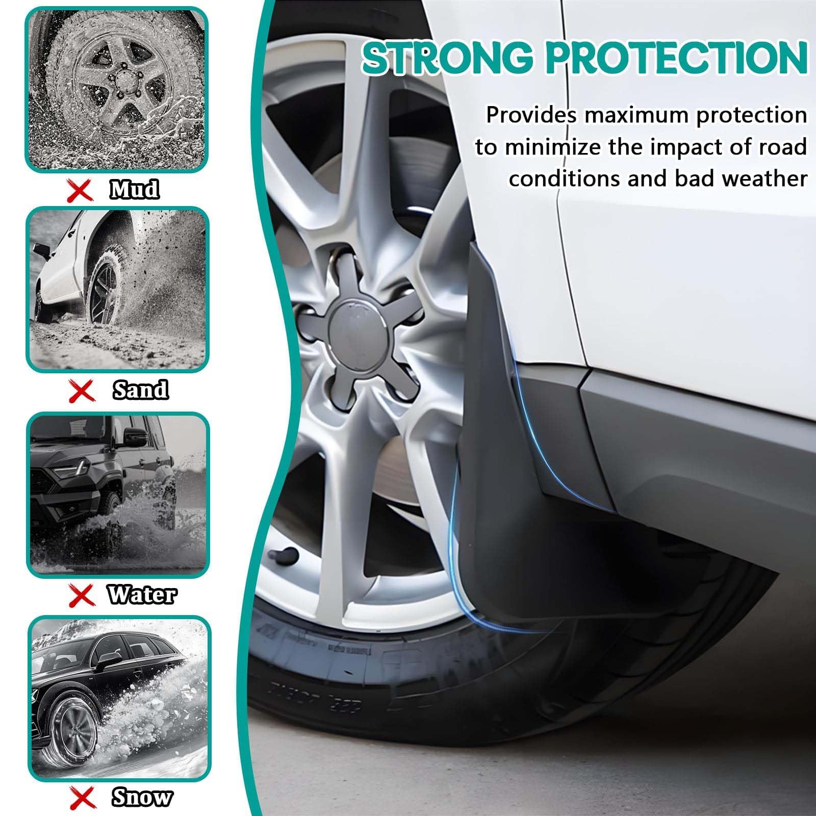 4 Pièces Voiture Bavettes pour Peugeot 3008 2016 2017 2018 2019 2020 2021 Bavettes Garde-Boue Avant et Arrière Robustes Protection Carrosserie Contre Éclaboussures