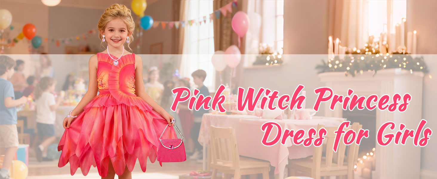 Disfraz de Bruja Rosa para Niñas Talla 5-6 Años miniatura 7
