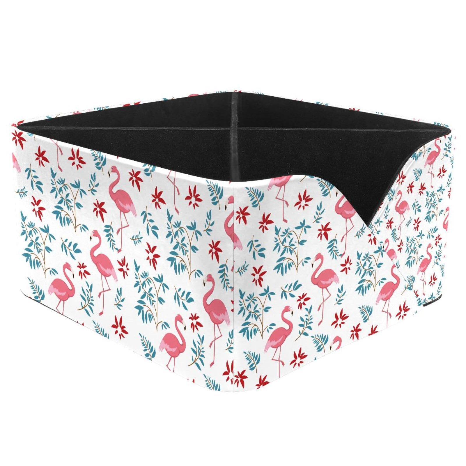 KengjuTesu Flamingo Birds Plam Leaves Desktop Organizer Pen Holder, Rectangular Pencil Cup for Office, Study and Makeup Stations