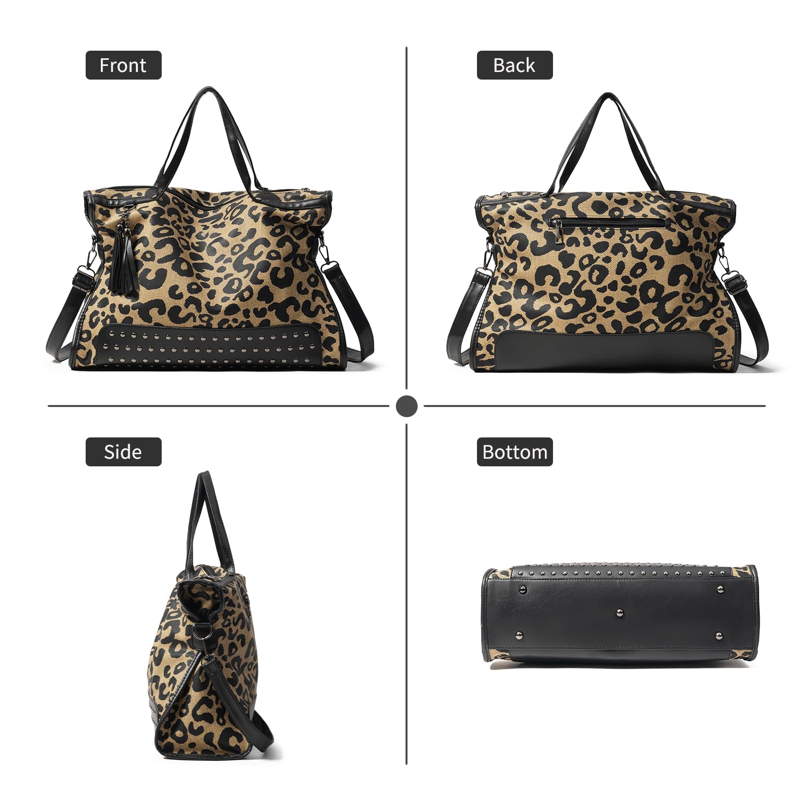 GAEKEAO Borsa Tracolla Donna Grande, Tote Motivo Leopardo Grande Capacità, Spallaccio Regolabile, Tote Bag Elegante Versatile Per Lavoro