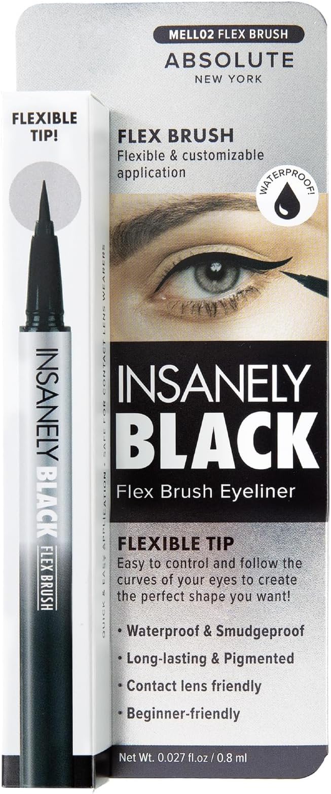 Insanely Black Flex Brush Liquid Eyeliner, Flexible Tip, Waterproof & Smudgeproof, Long-Lating and Pigmented