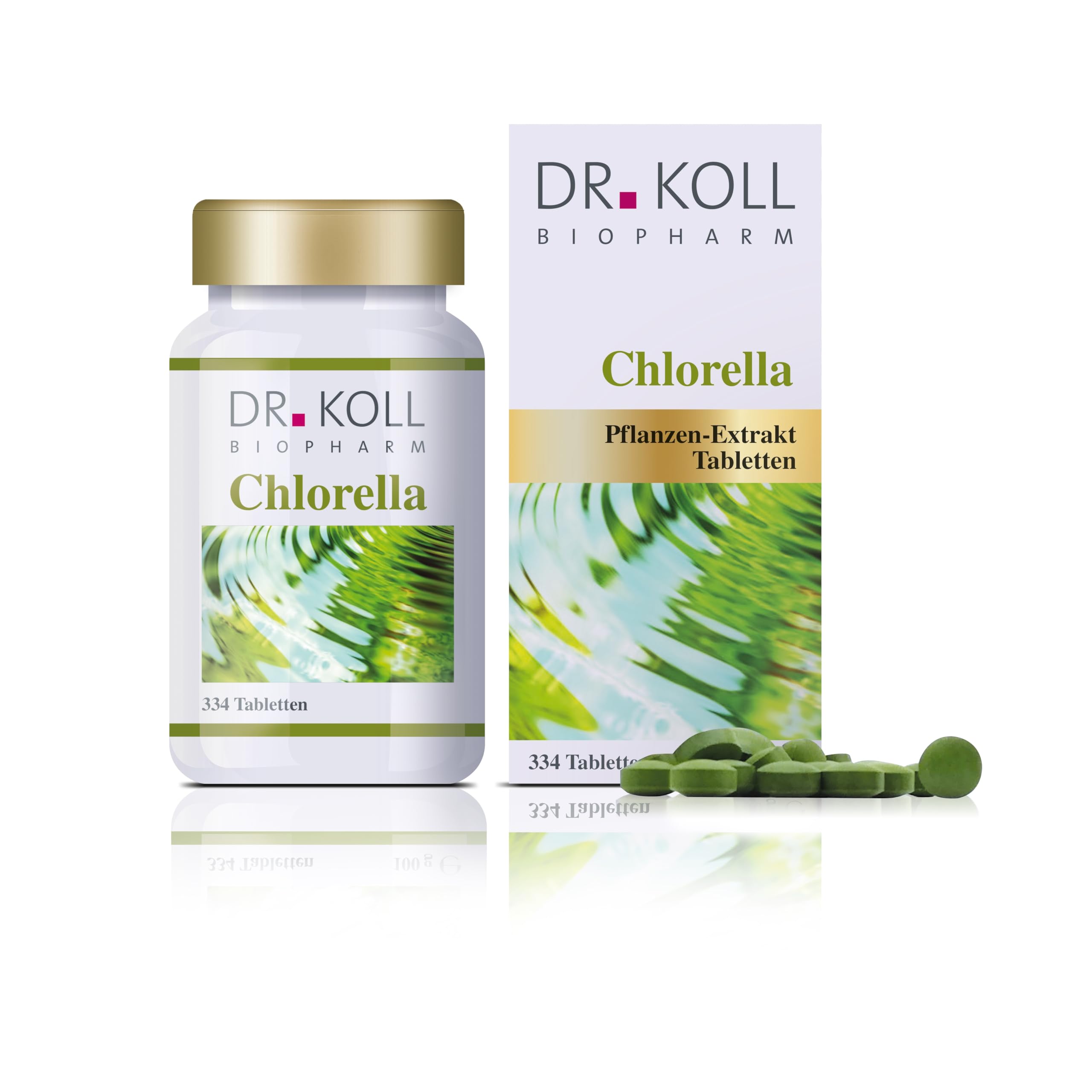 Dr. Koll Bio Chlorella Tabletten – Natürliches Nahrungsergänzungsmittel 100% Chlorella vulgaris | Hochdosiertes Vitamin B12 Supplement | 334 Tabletten Made in Germany