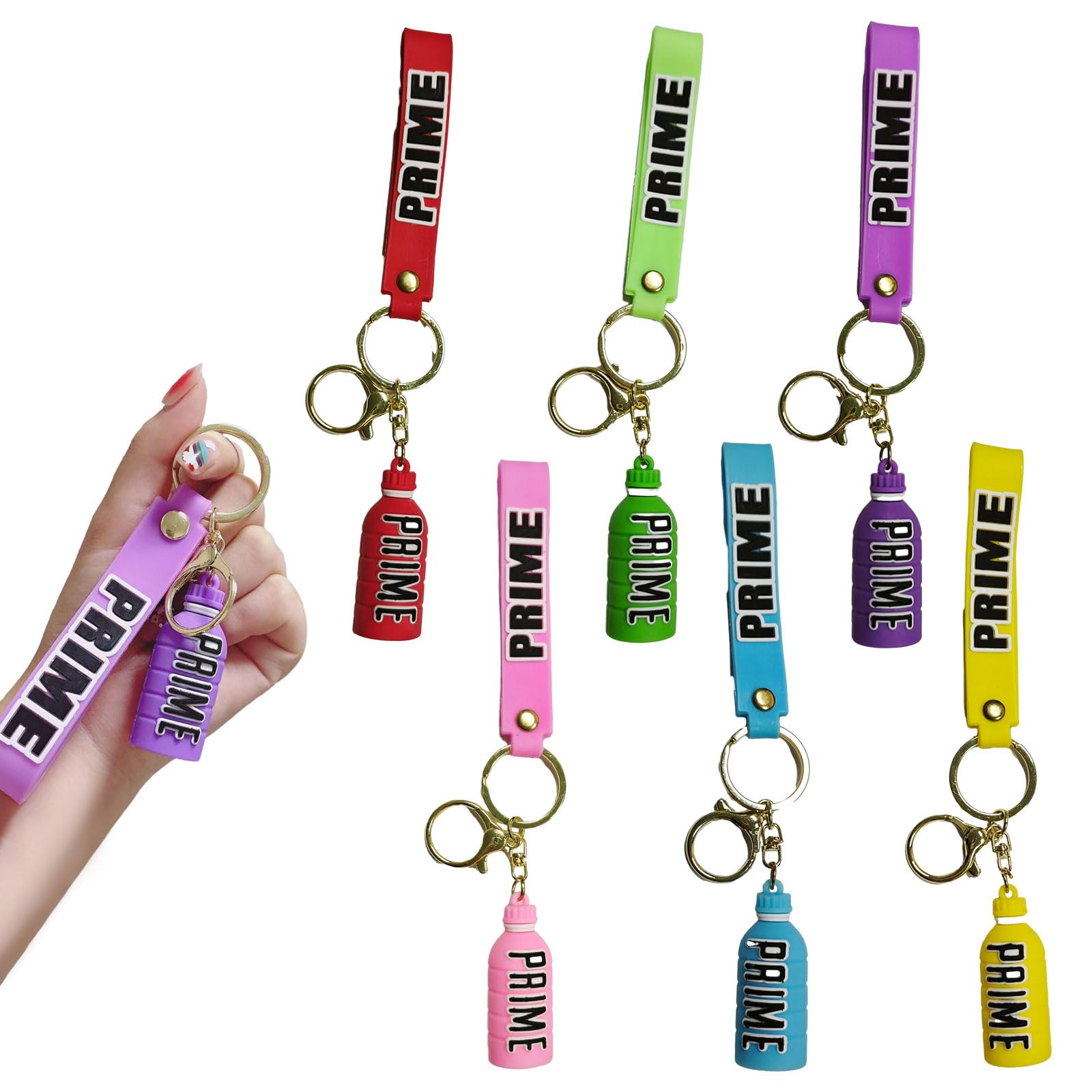 DALAETUS 6pcs Bottle Style Keyrings Set for Valentines Day, Metal & Rubber PVC Keychain, Water Proof Key Accessories, Keyring Holder for Luggage, Keysets, Ideal Love Gifts for Boyfriend Giflfriend