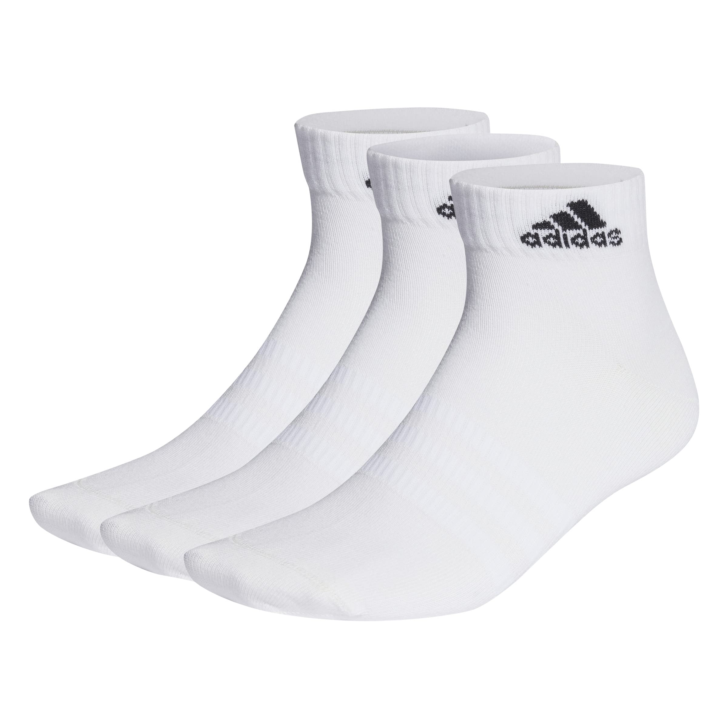 adidas Unisex Kids Thin and Light Ankle Socks 3 Pairs, White/Black, KXL